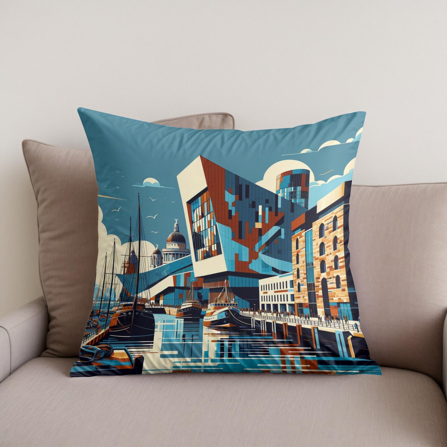 Liverpool Merseyside Maritime Modernism Cotton Cushion