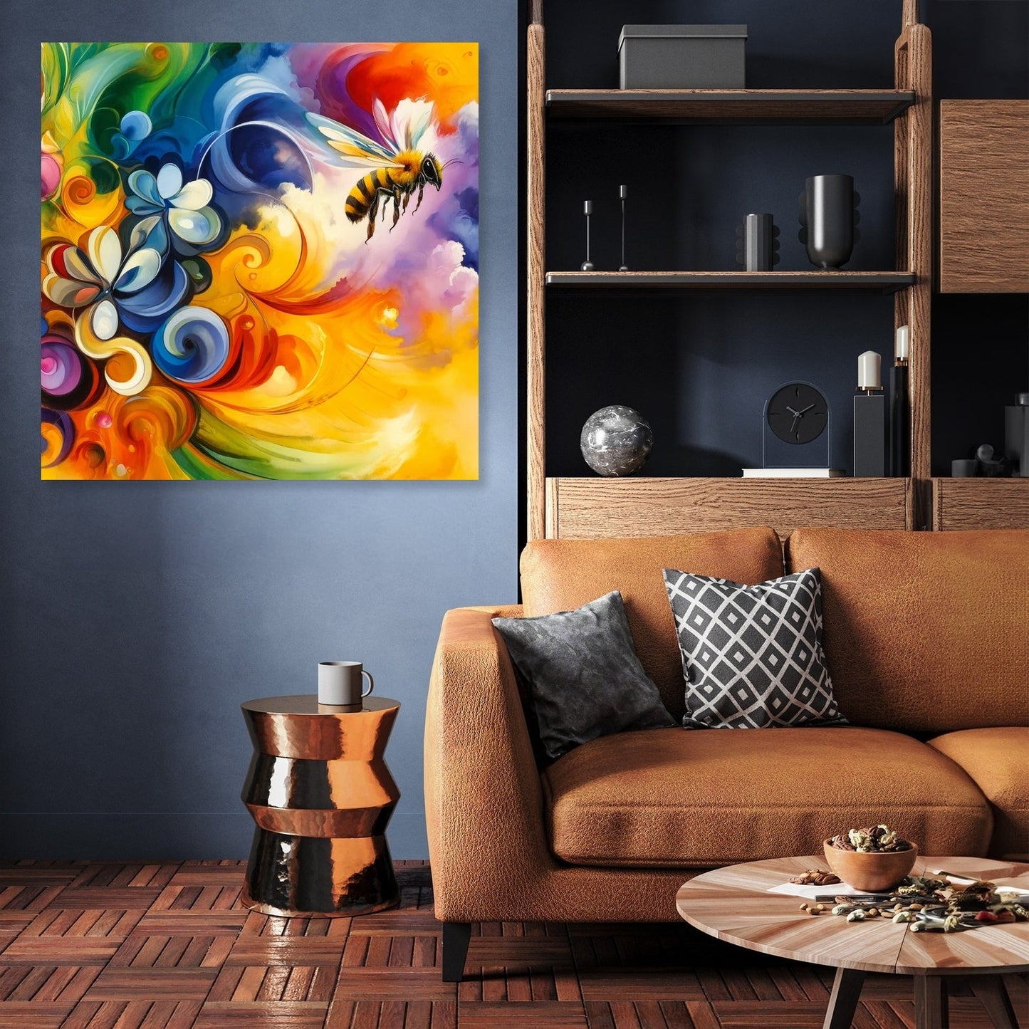 Vibrant Pollination Bee Canvas