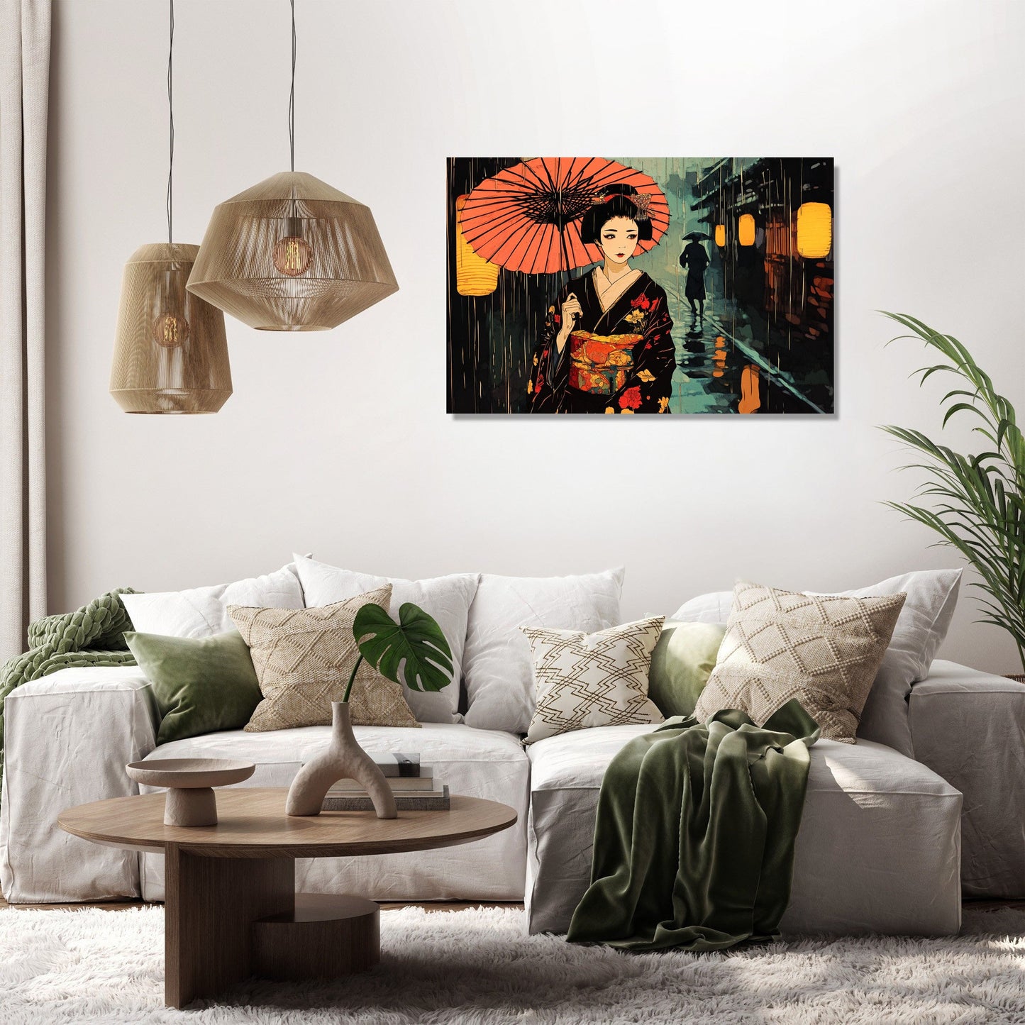 Geisha in the Rain Canvas