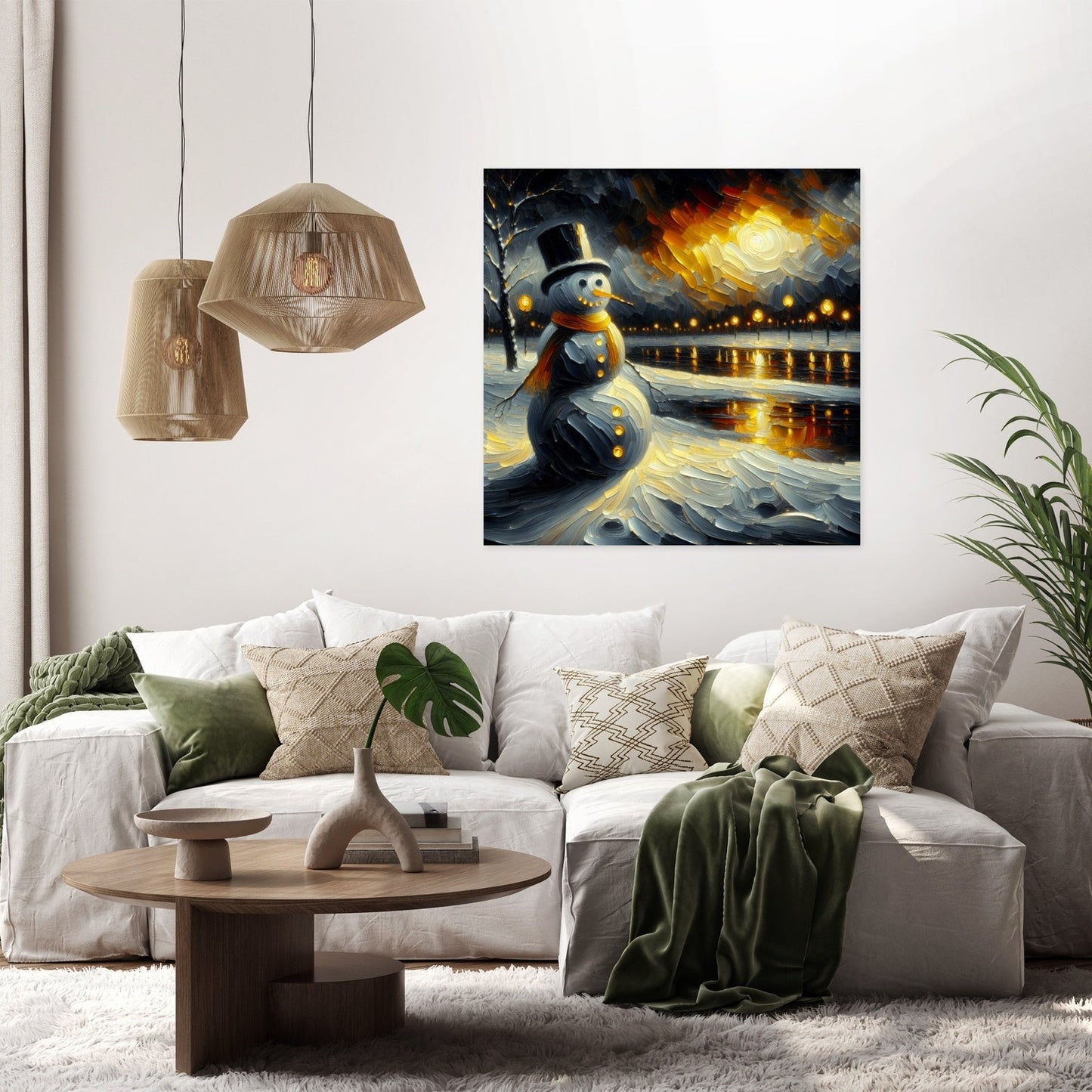 Melancholic Black Snowman Canvas
