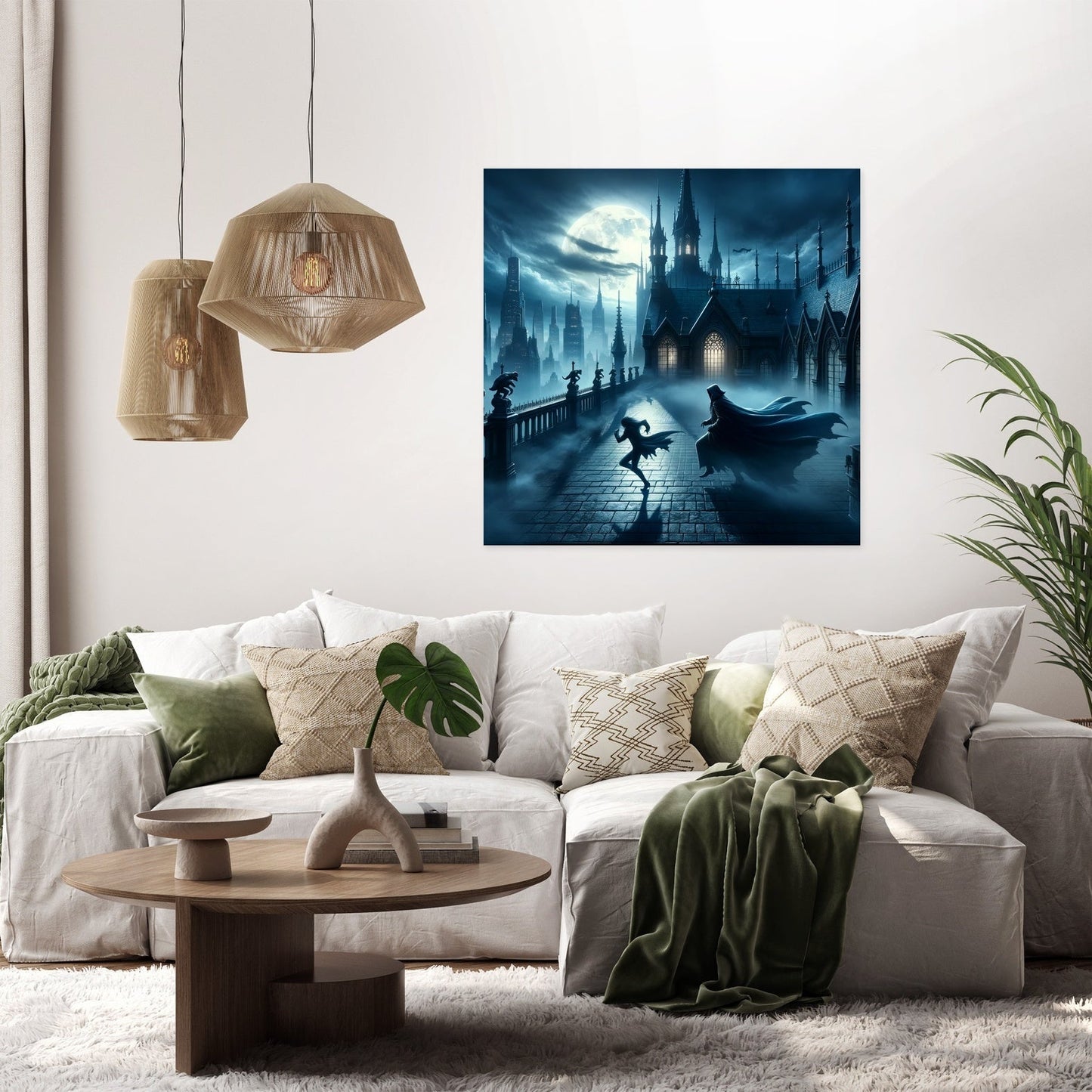 Gothic Rooftop Pursuit Canvas