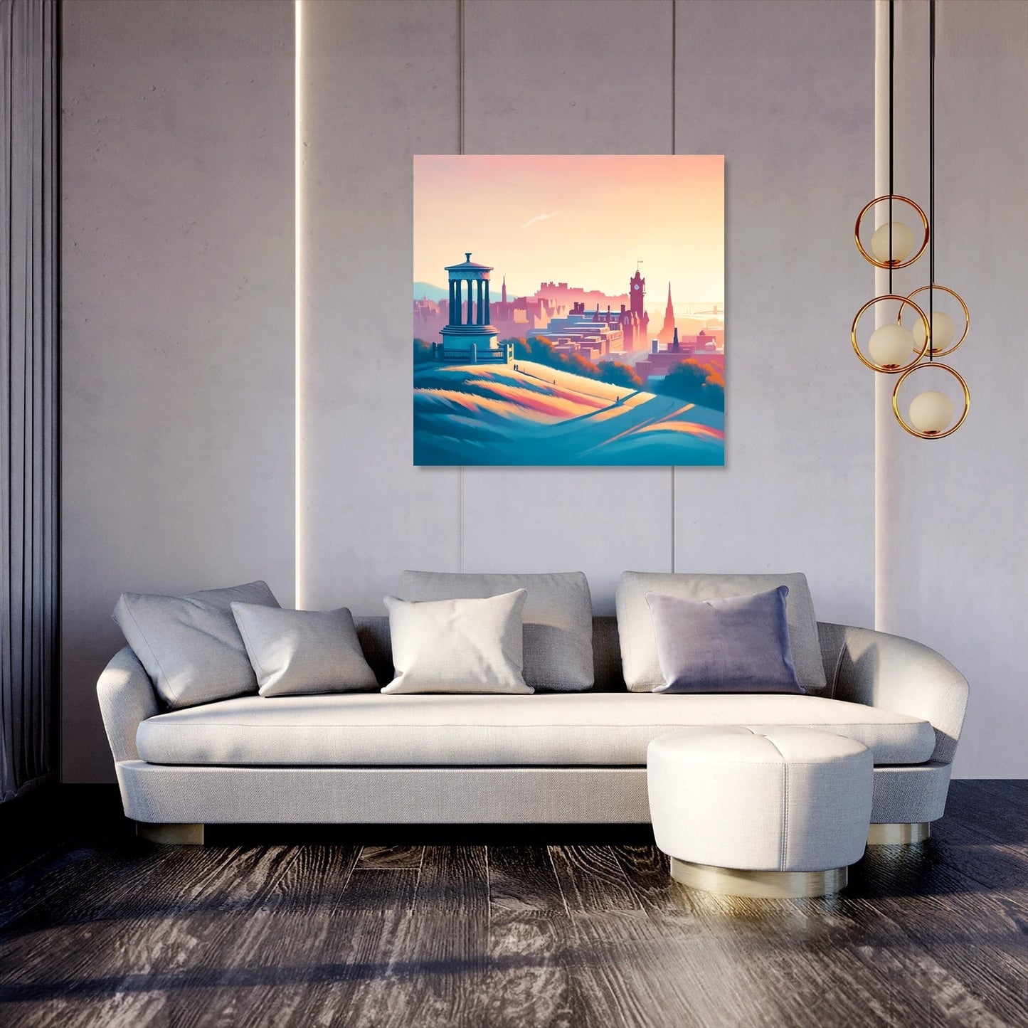 Edinburgh's Calton Hill Sunrise Minimalism Canvas