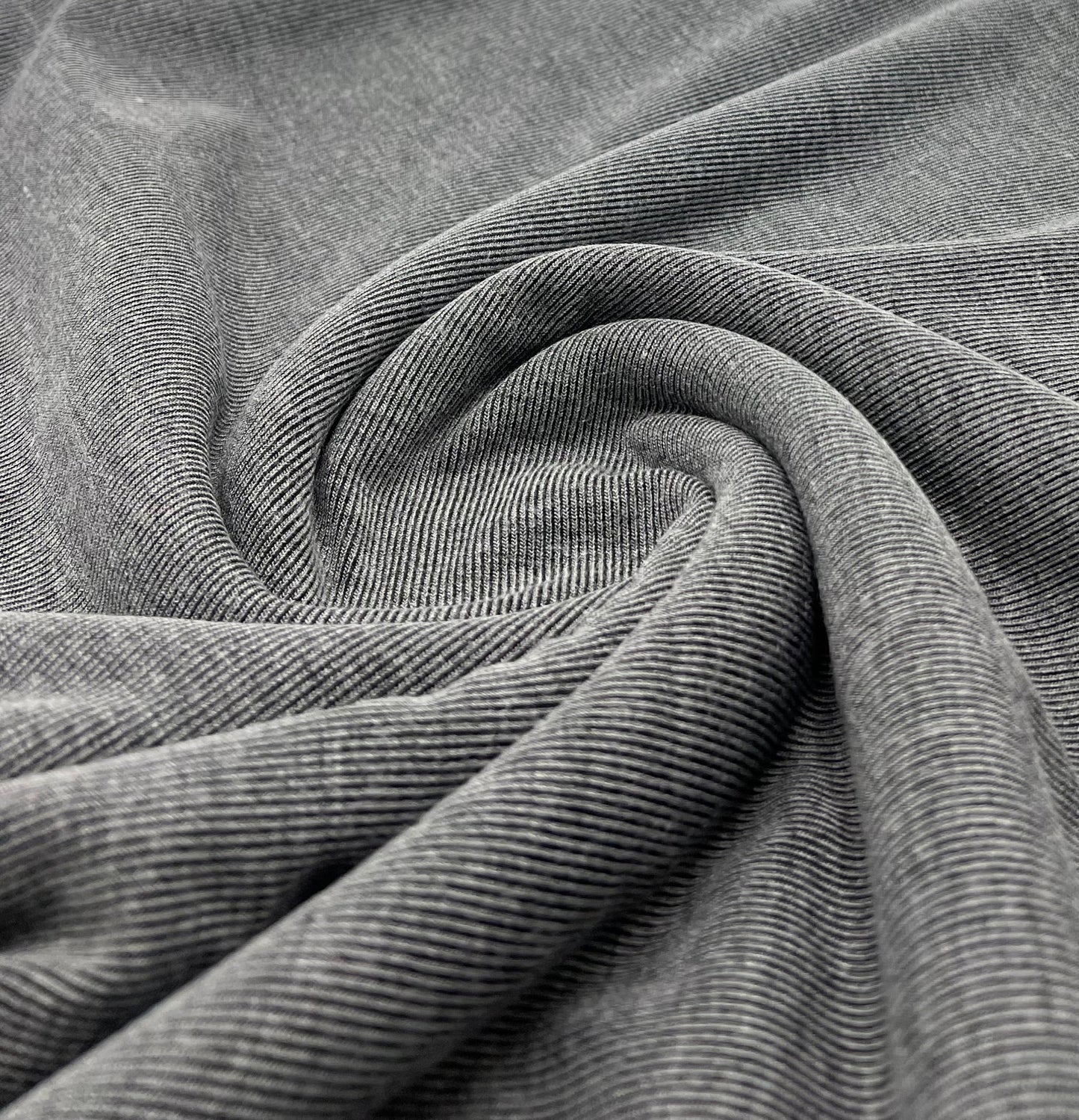 Grey Black Fine Rib Stretch Fabric