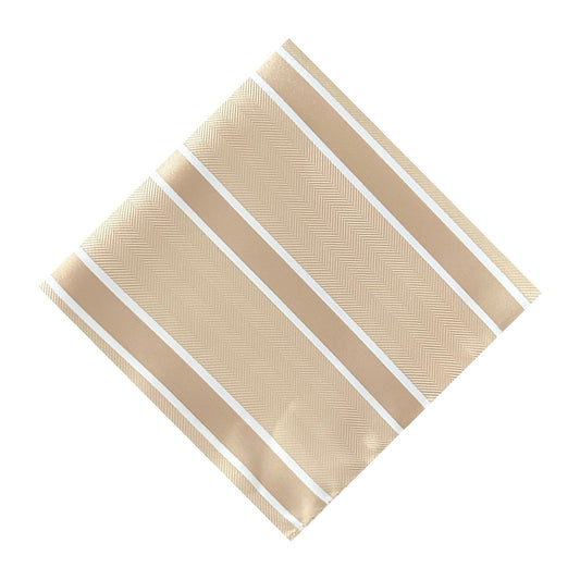 Beige & White Stripe Pocket Square - Charleston Edit