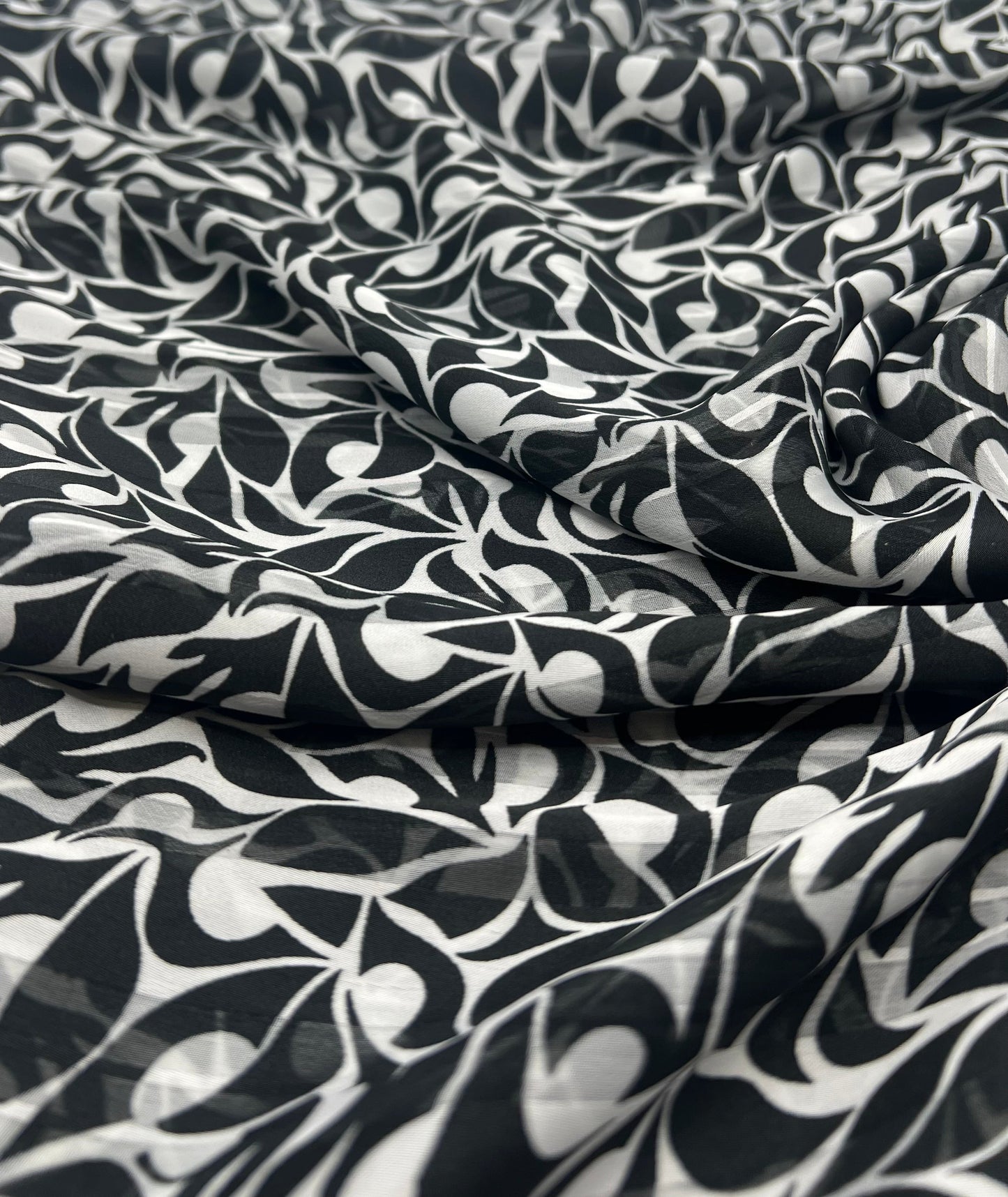 Black Silver Floral Stripe Printed Chiffon Dress Fabric
