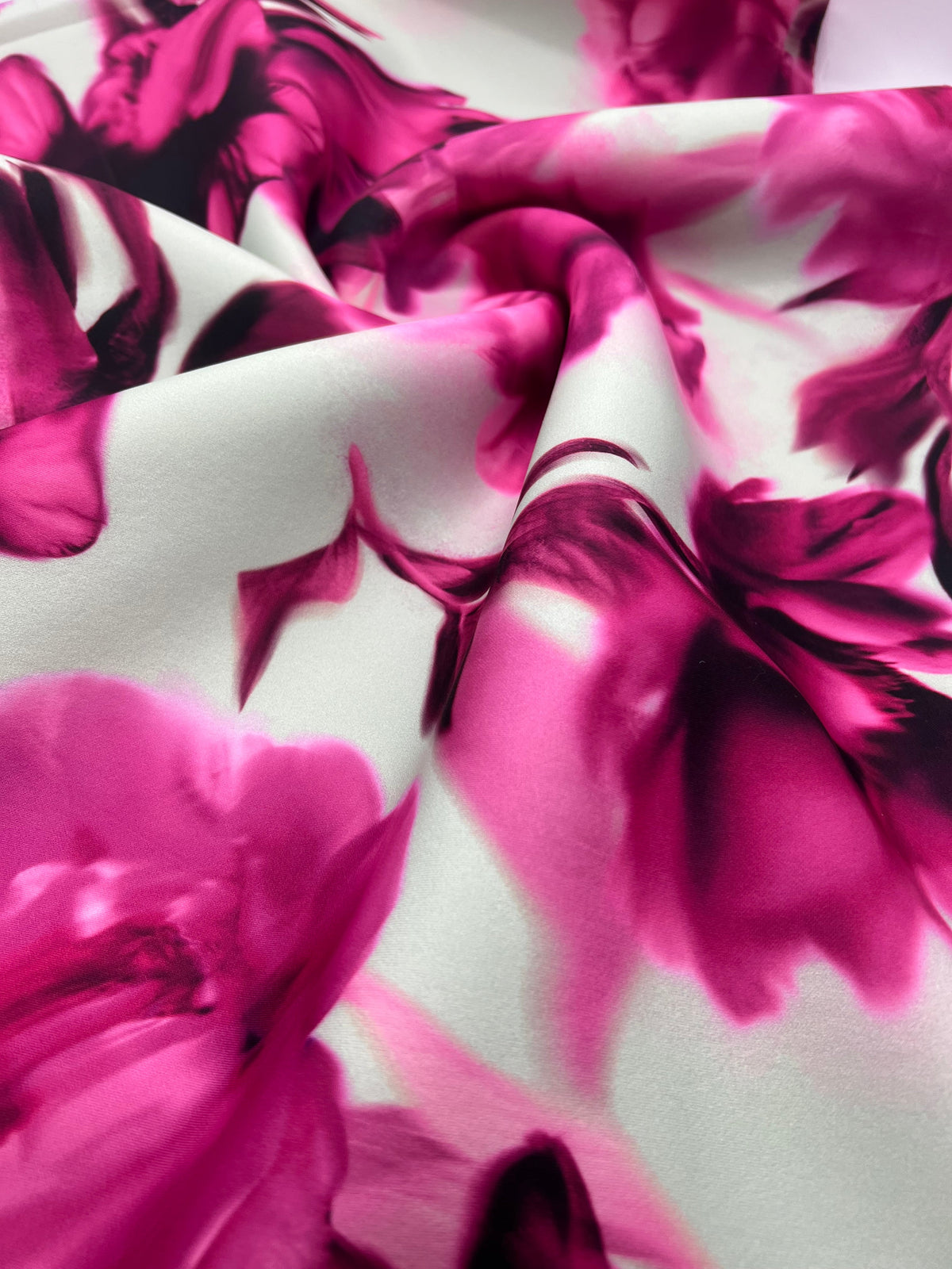 Pink Floral Scuba Foam 3D Mono Jersey Fabric 2 Way Stretch