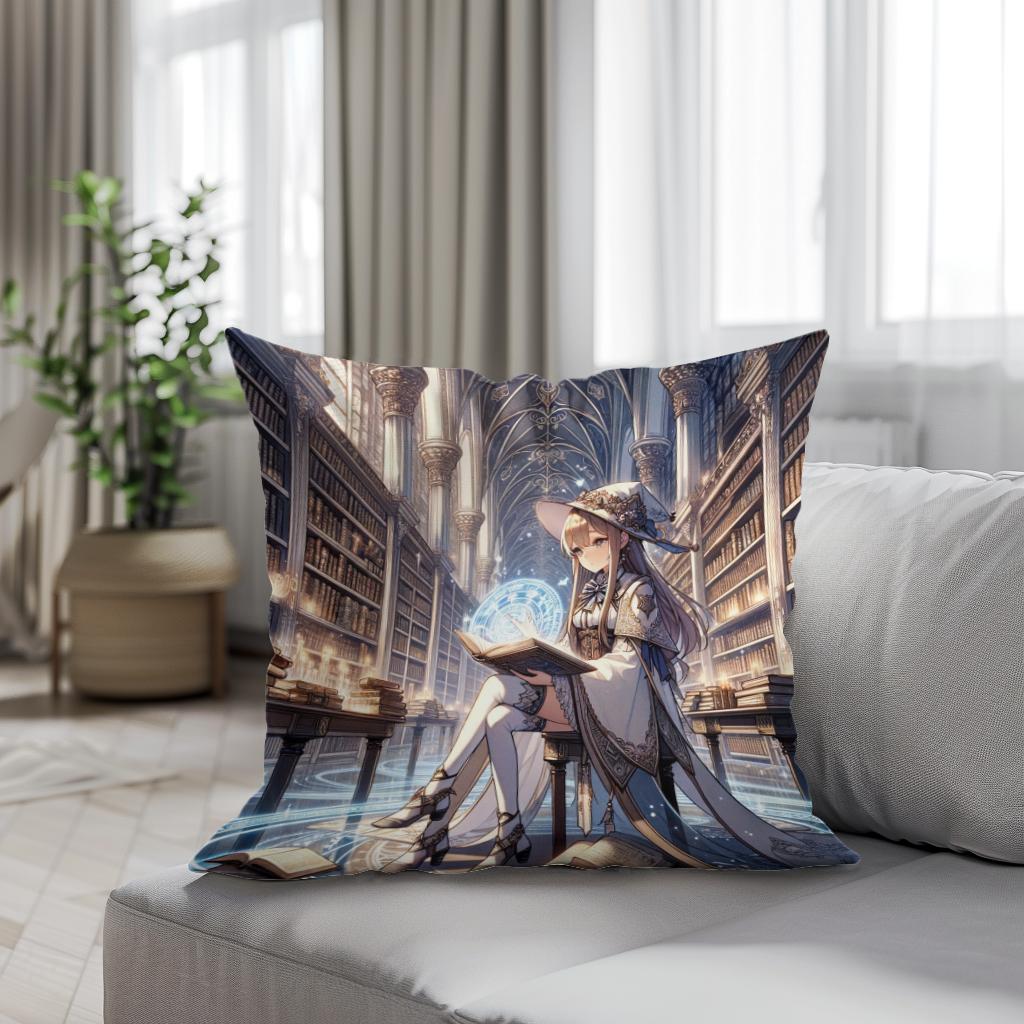 Mystical Library Guardian Cotton Cushion
