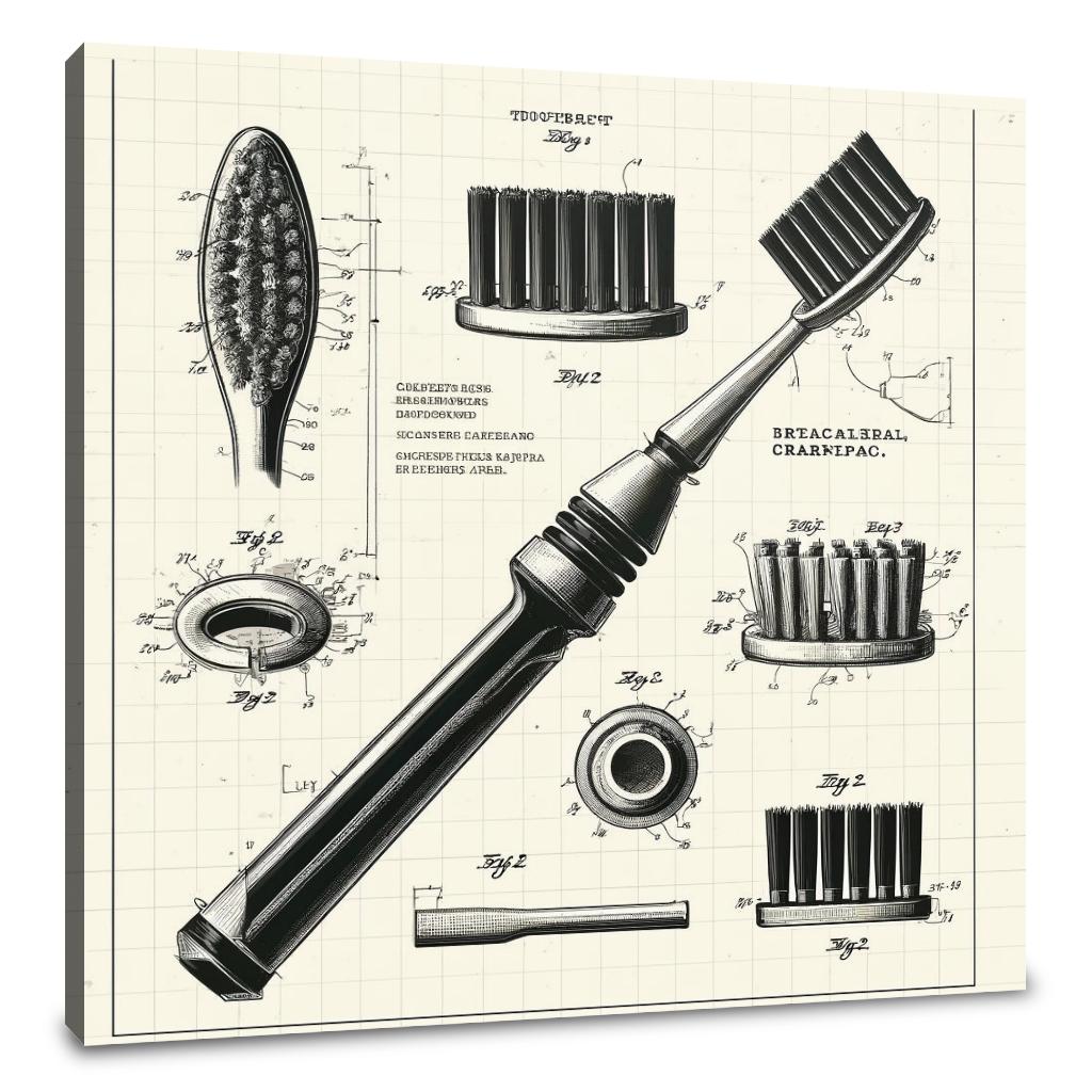 Charcoal Bristle Toothbrush Patent Art Canvas