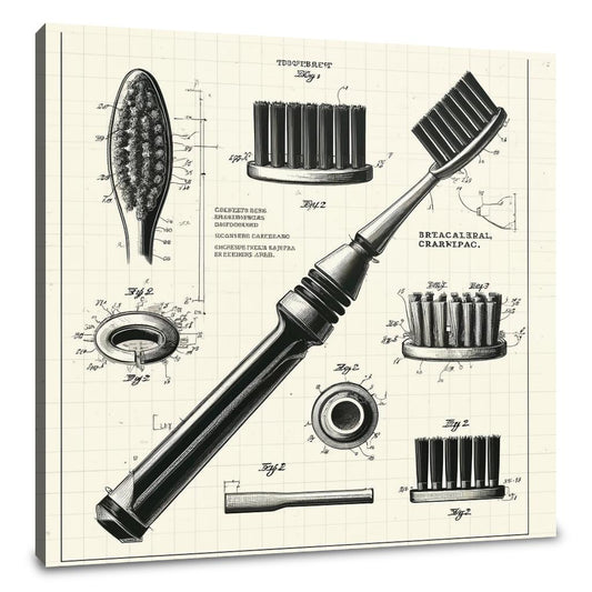 Charcoal Bristle Toothbrush Patent Art Canvas