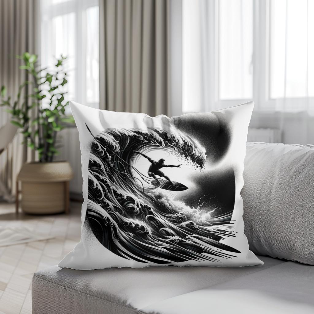 Surge of the Silver Wave Cotton Cushion