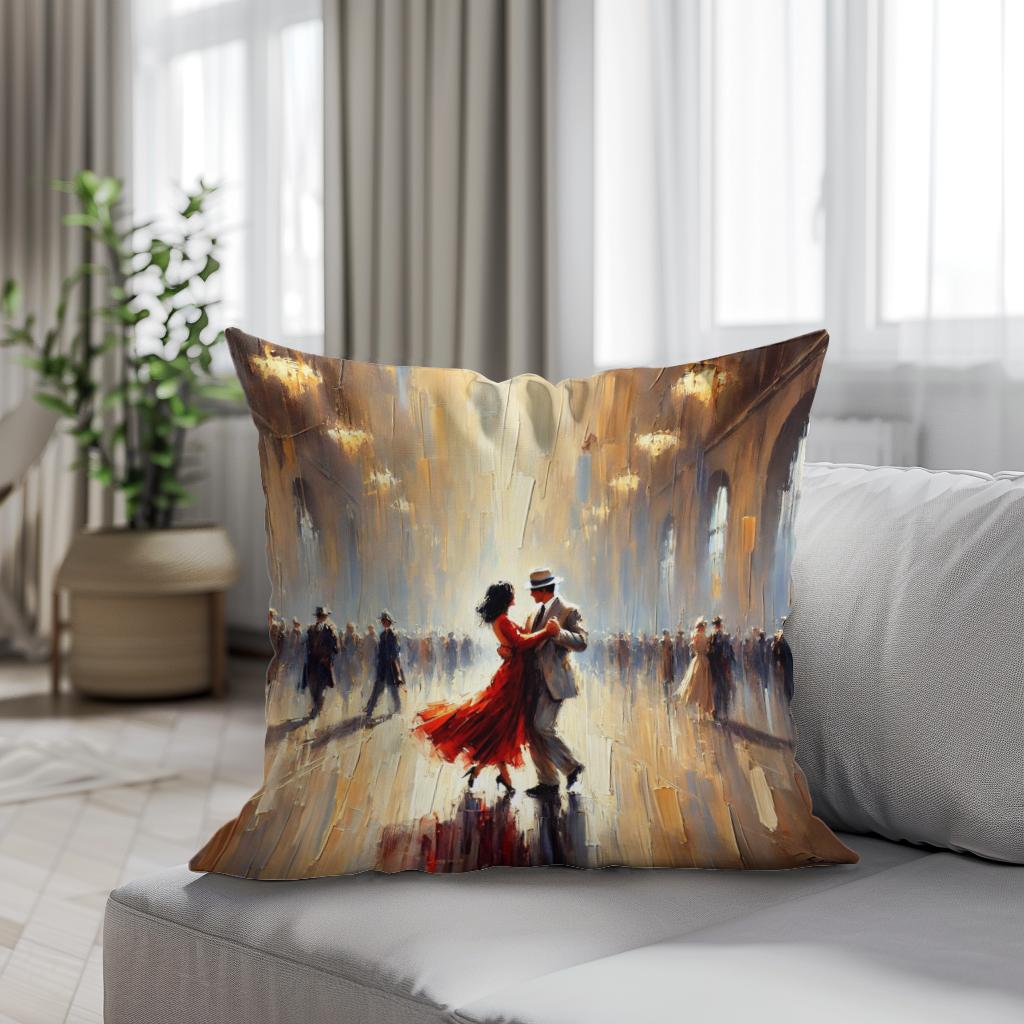 Golden Dance Impressionist Cotton Cushion