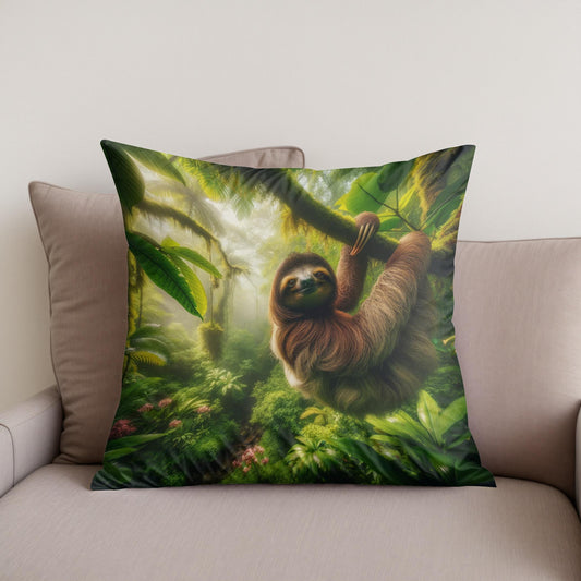 Tropical Sloth Cotton Cushion