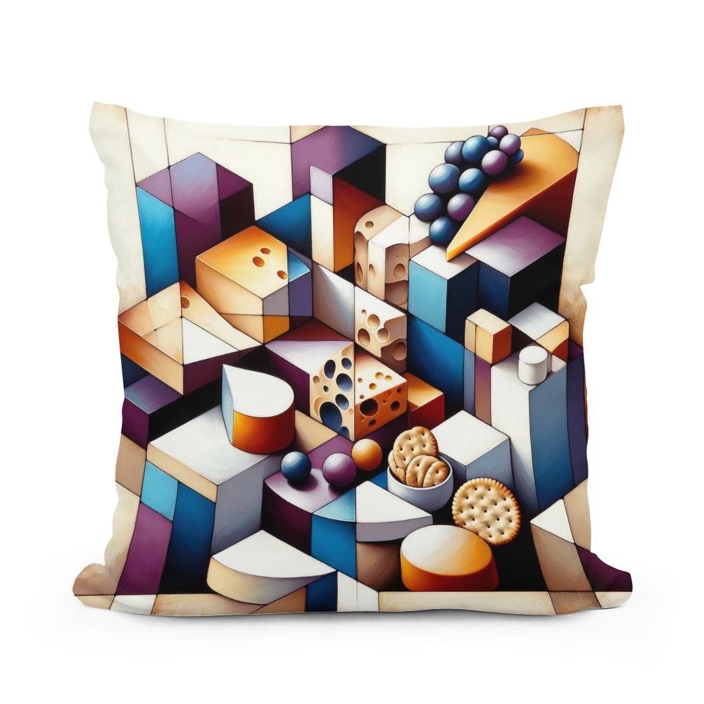 Cheese Platter Geometry Cotton Cushion