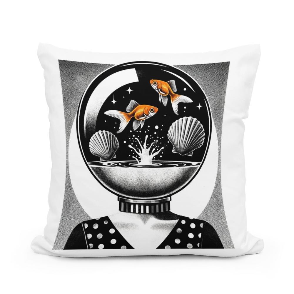Whimsical Seashell Siren Cotton Cushion