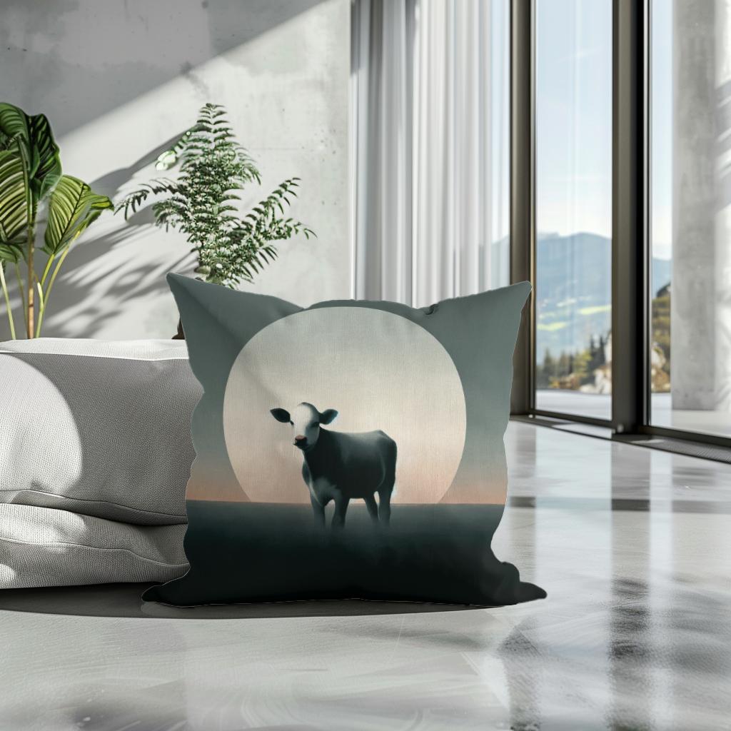 Minimalist Dusk Cow Cotton Cushion