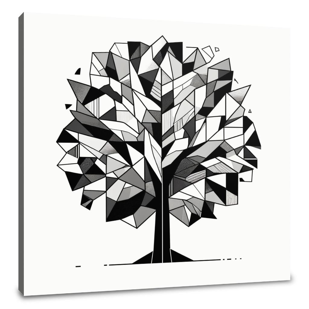 Cubist Tree Silhouette Canvas