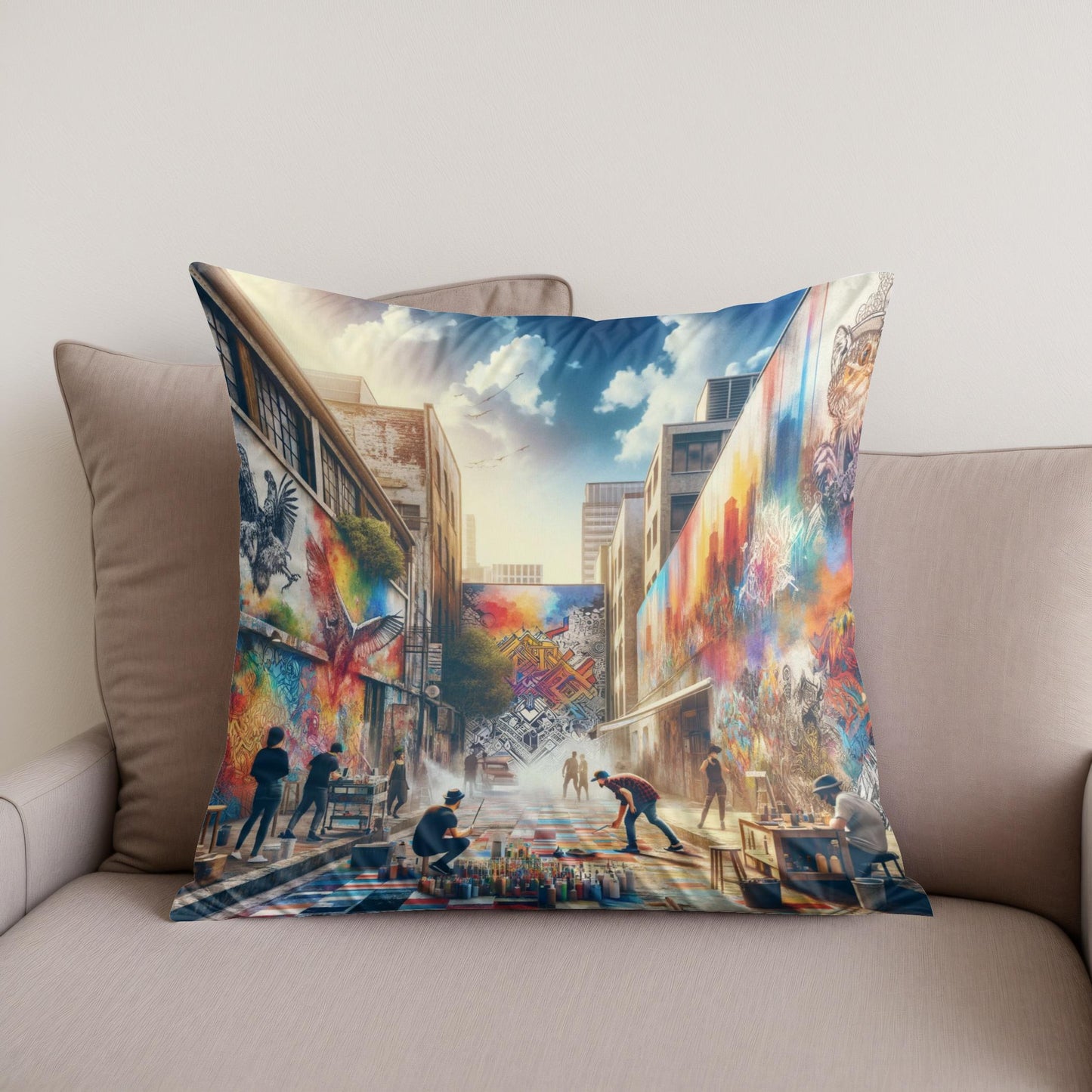 Alley Art Summer Gallery Cotton Cushion