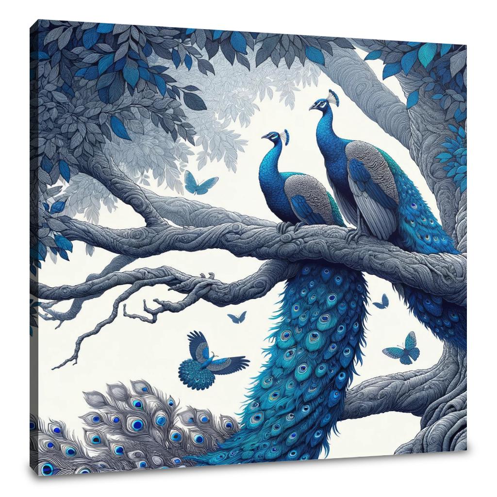 Blue Majesty Peacock Display Canvas