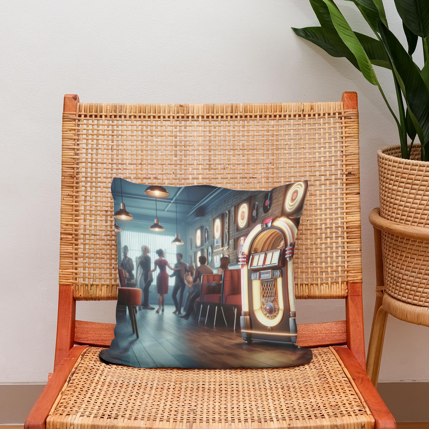 Retro Jukebox Lounge Cotton Cushion
