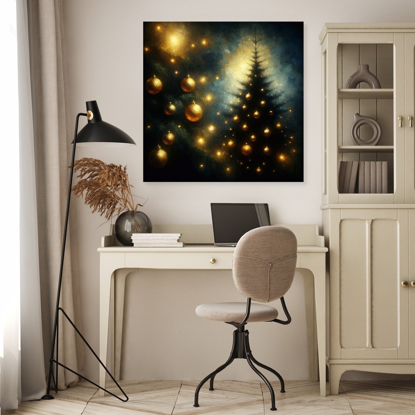 Golden Memory Christmas Tree Canvas