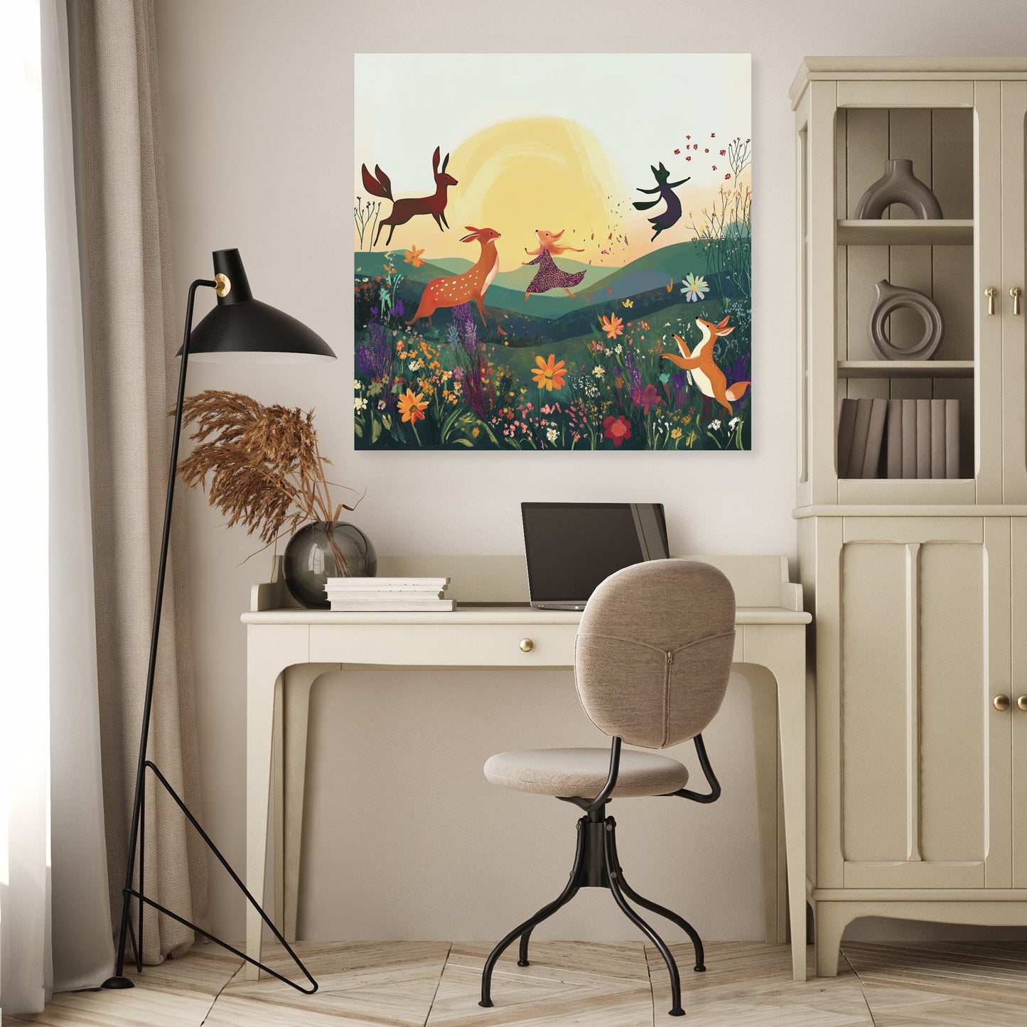 Dancing Animals Sunrise Canvas