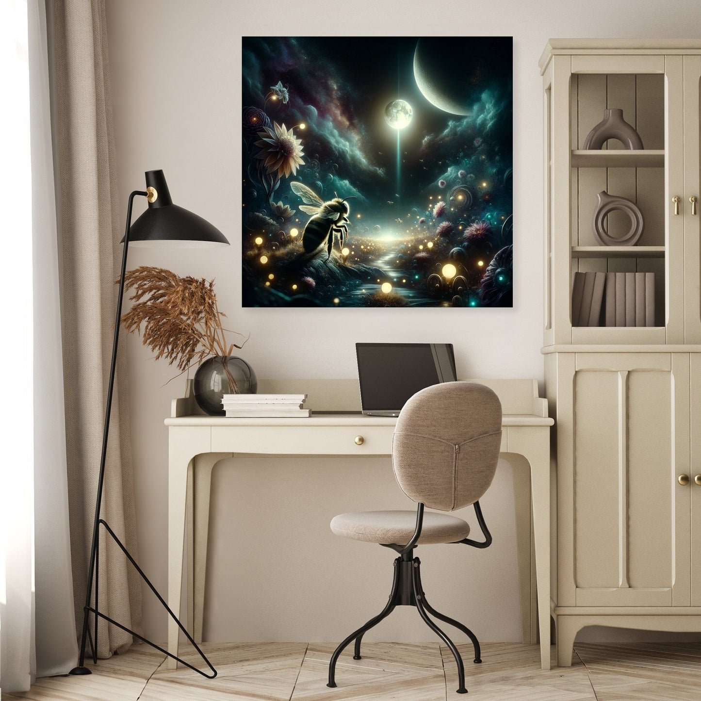 Night Bloom Bee Canvas