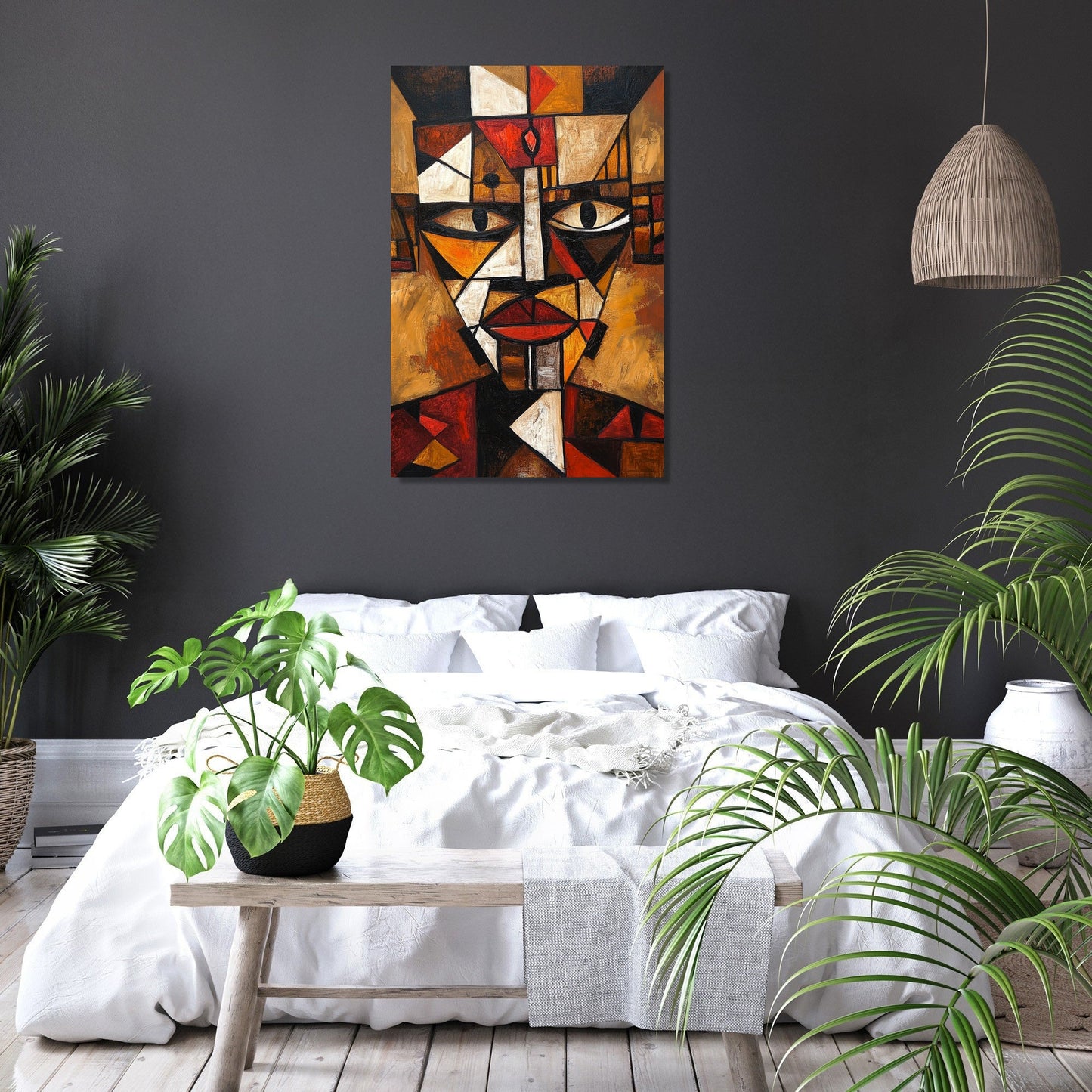 Geometric Tribal Mask Canvas