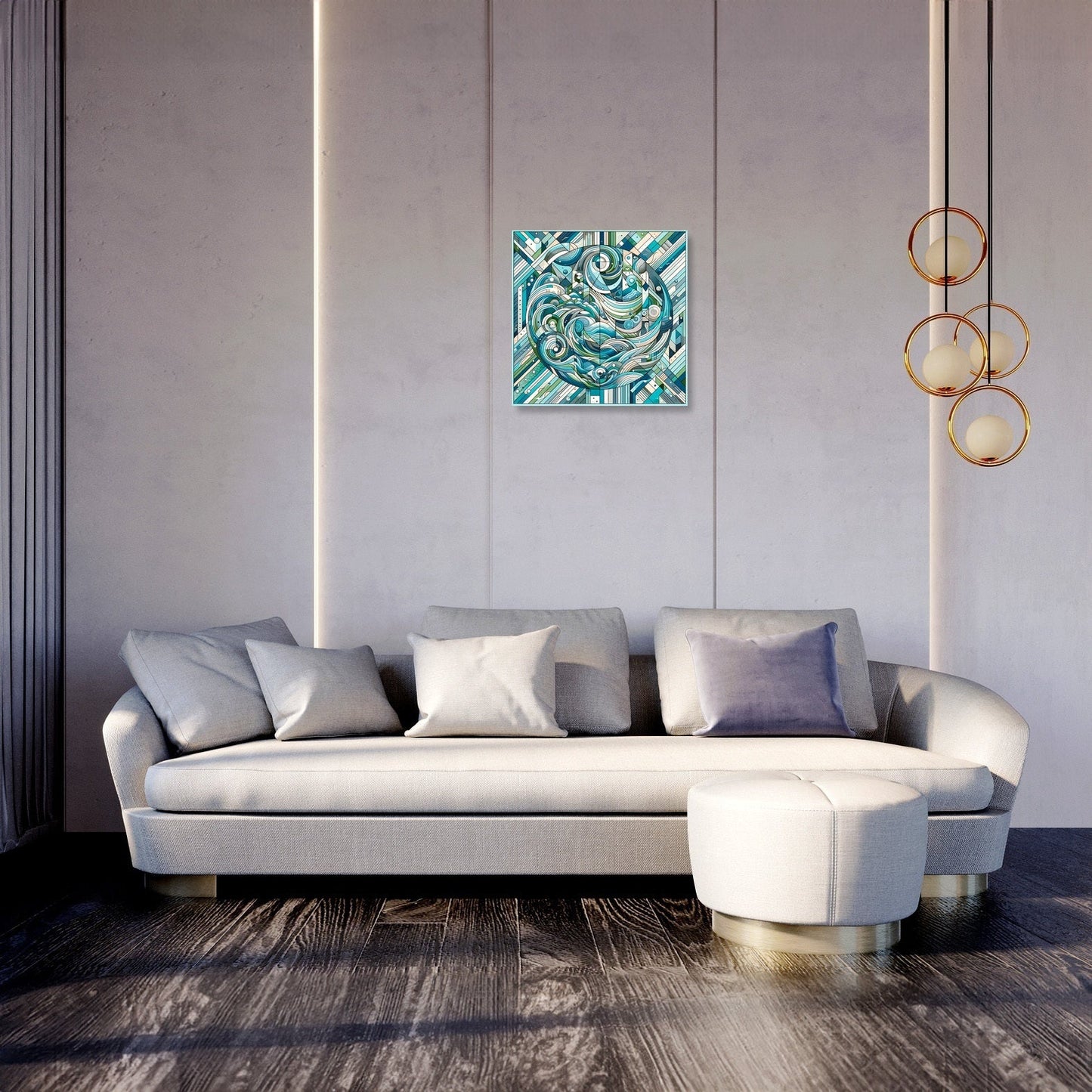 Aquatic Harmony Geometric Dance Canvas