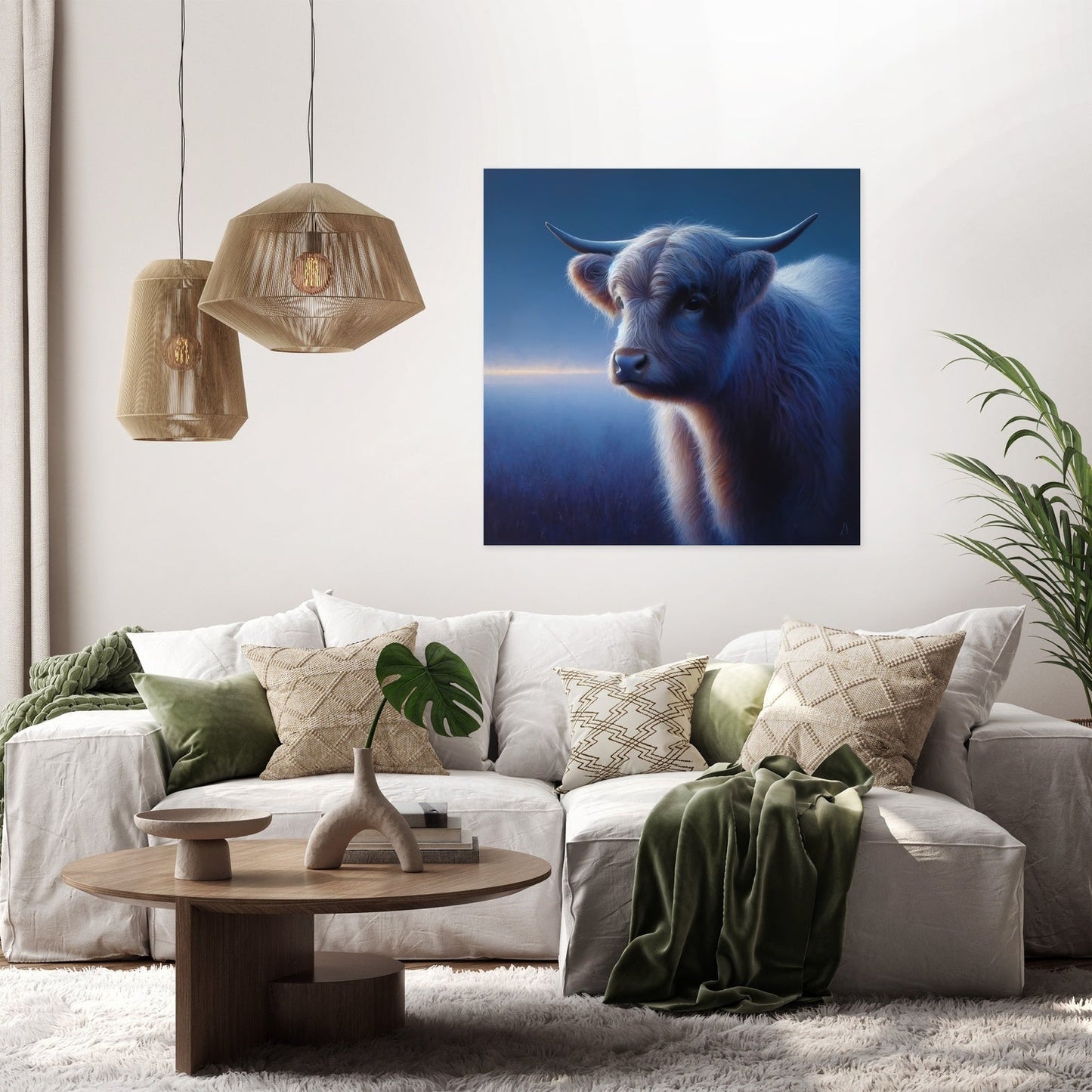 Highland Cow Evening Calm Canvas