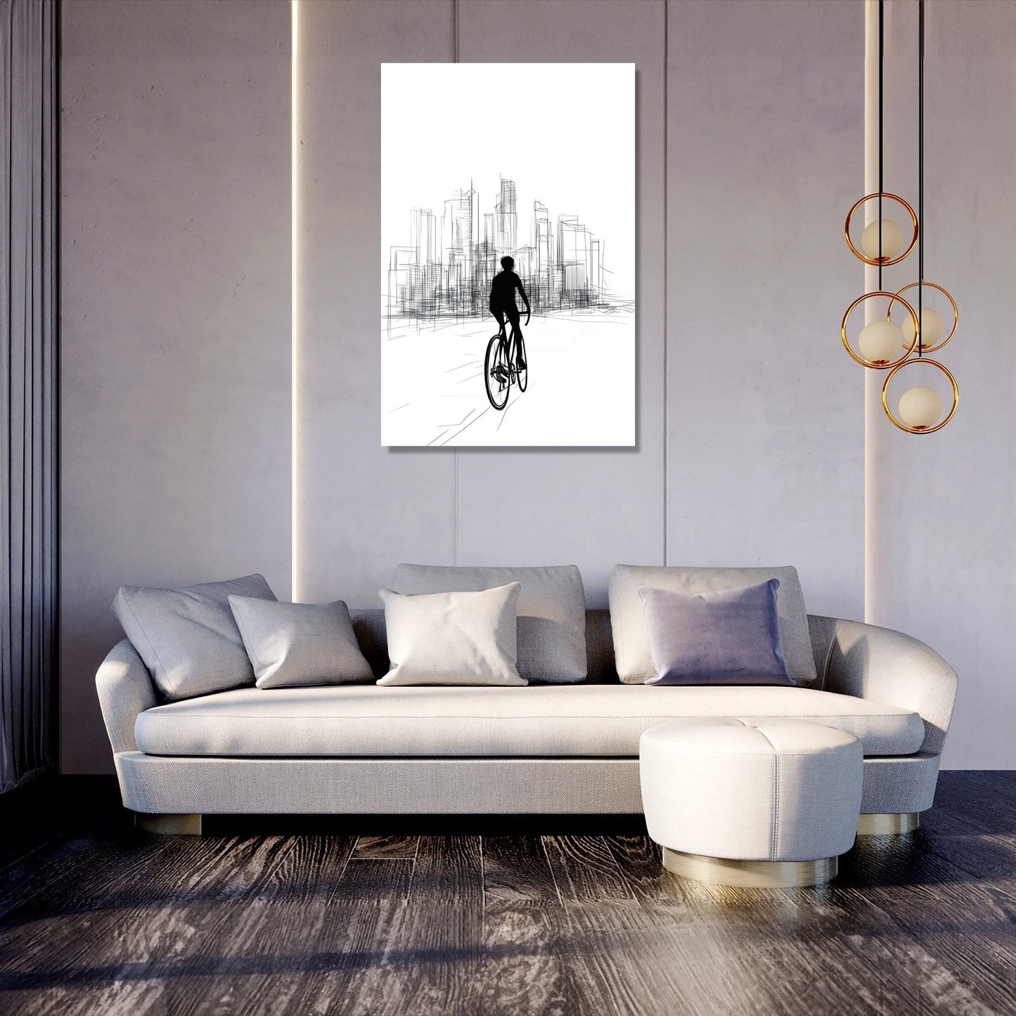 Cyclist in City Canvas
