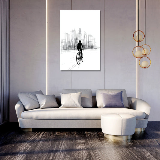 Cyclist in City Canvas