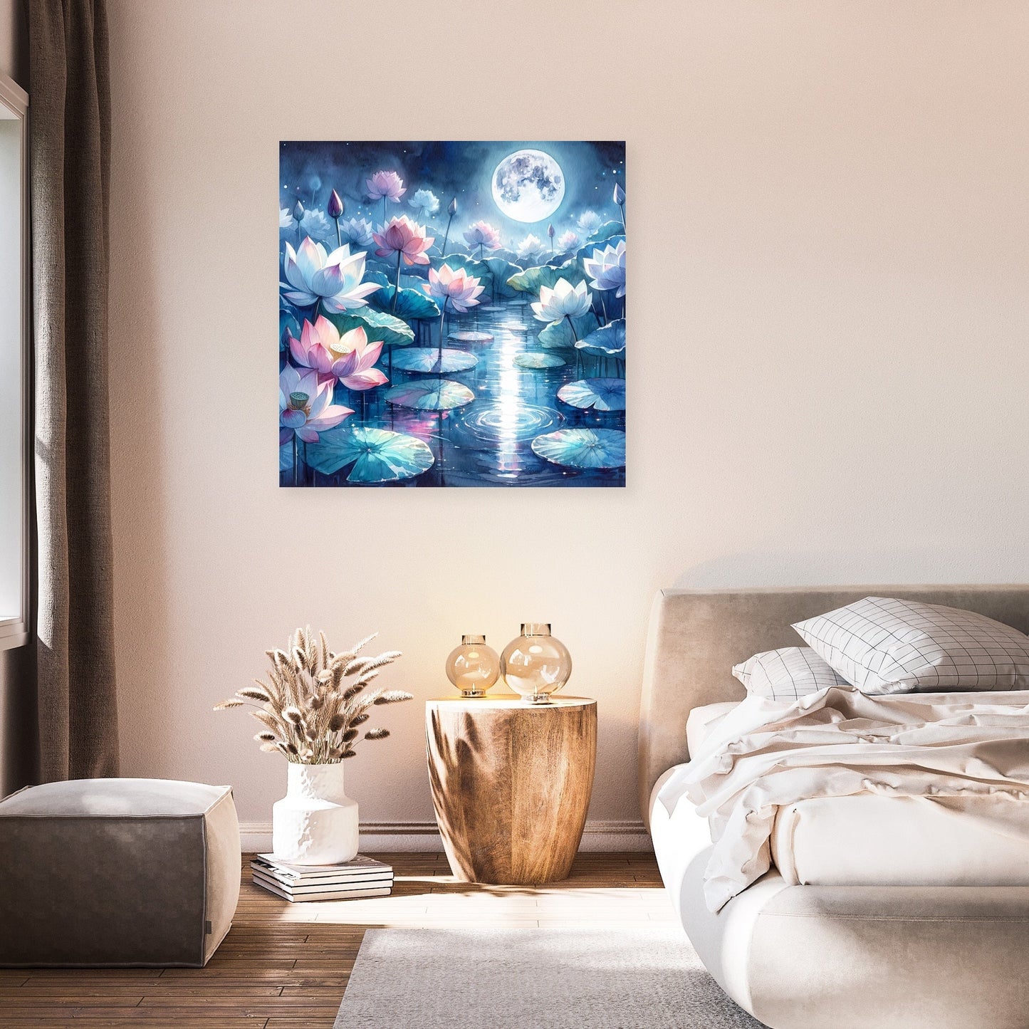 Moonlit Lotus Serenity Canvas