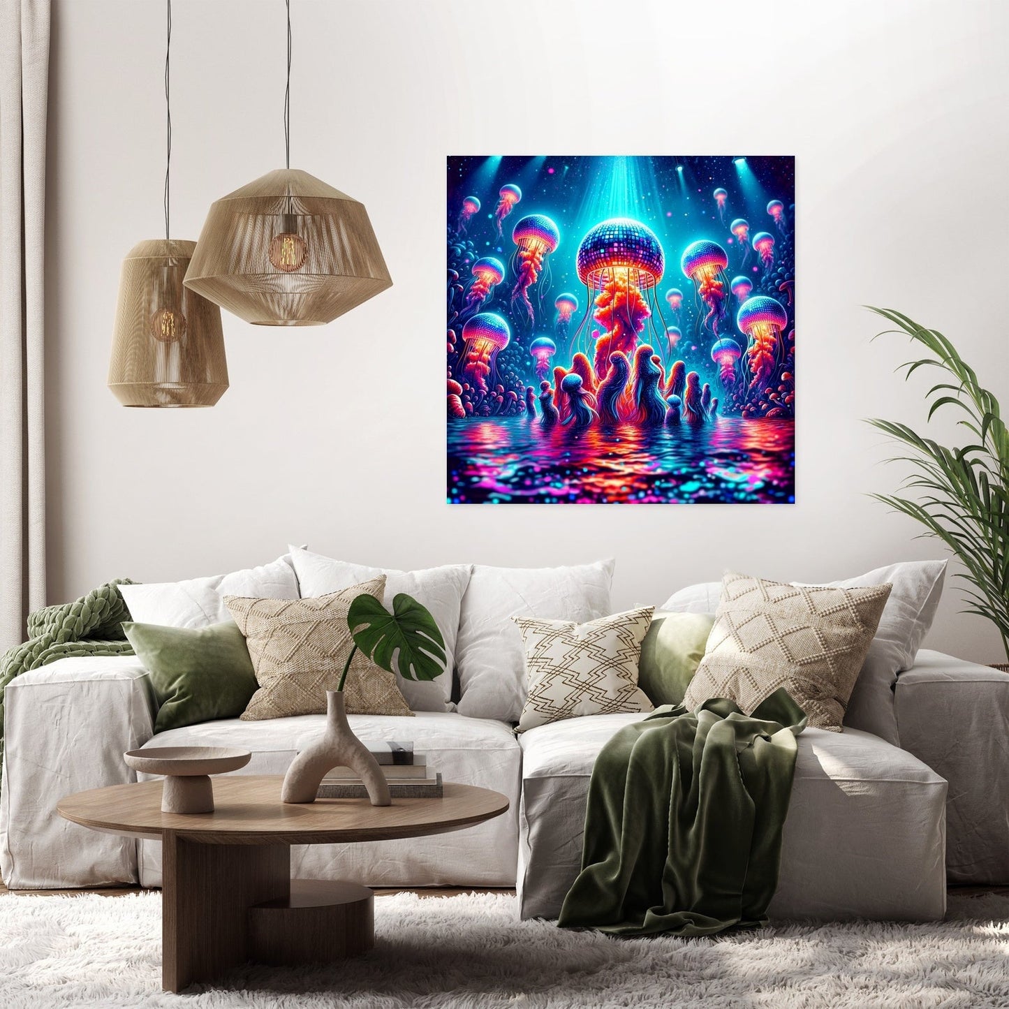 Neon Waves Canvas