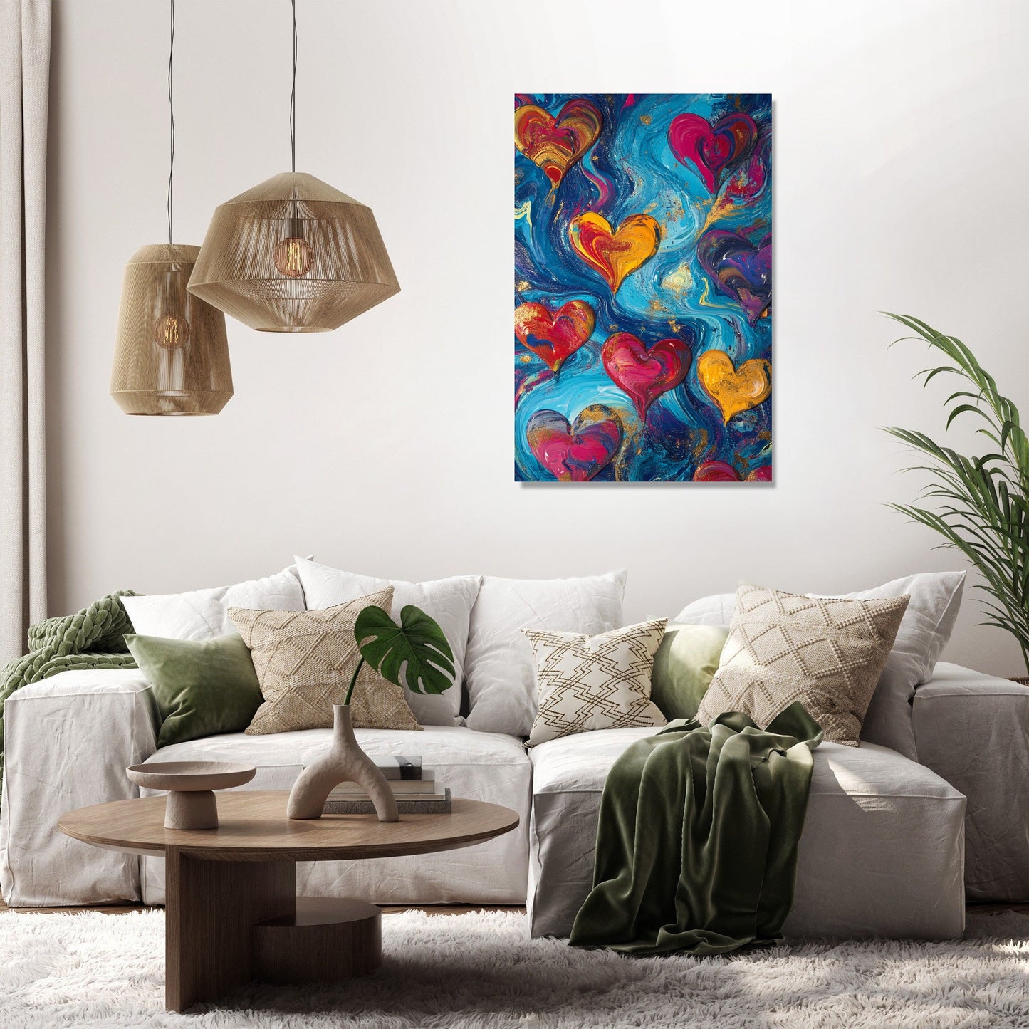 Abstract Hearts Canvas