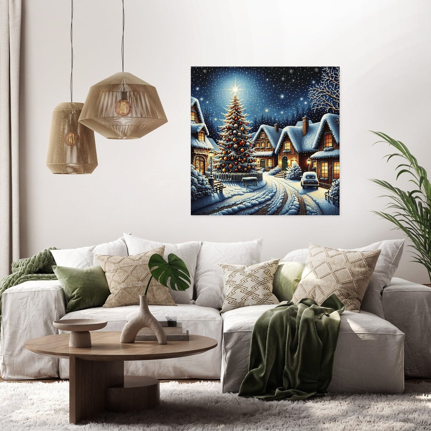 Winter's Melancholy Village Canvas