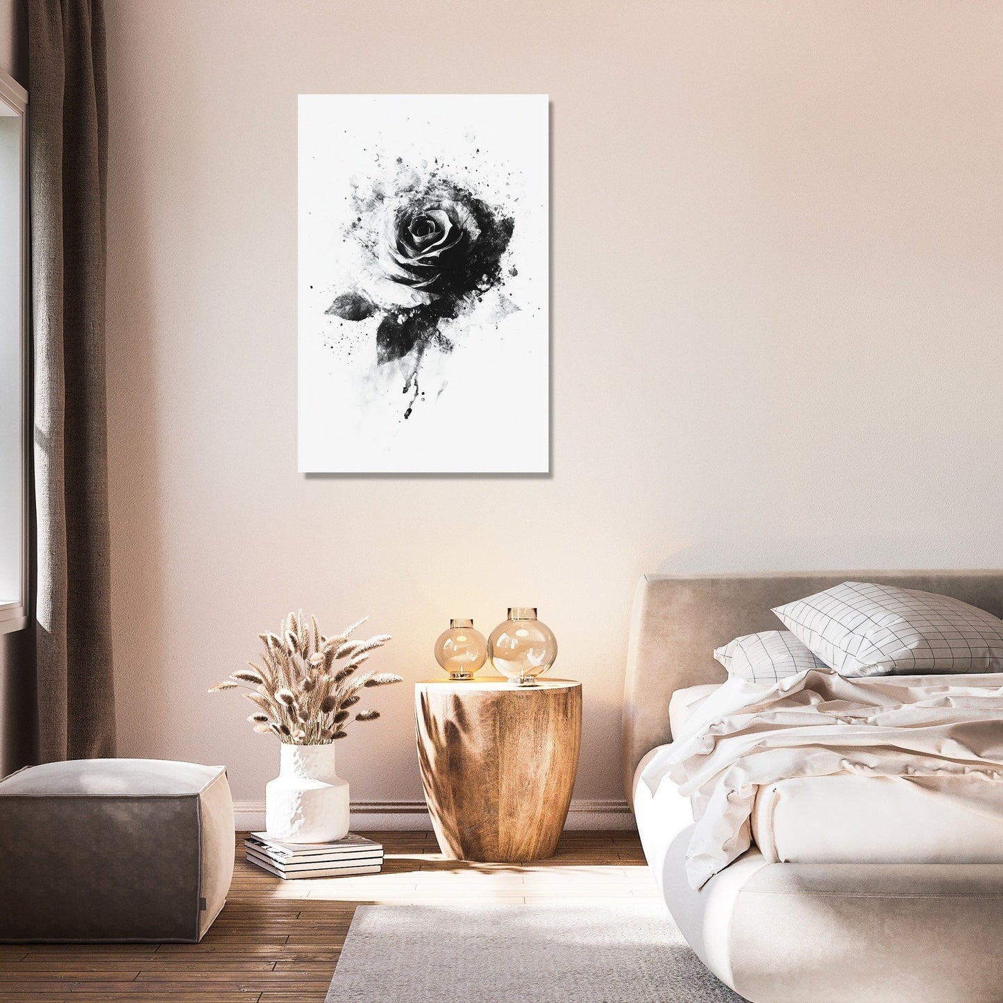 Monochrome Rose Elegance Canvas