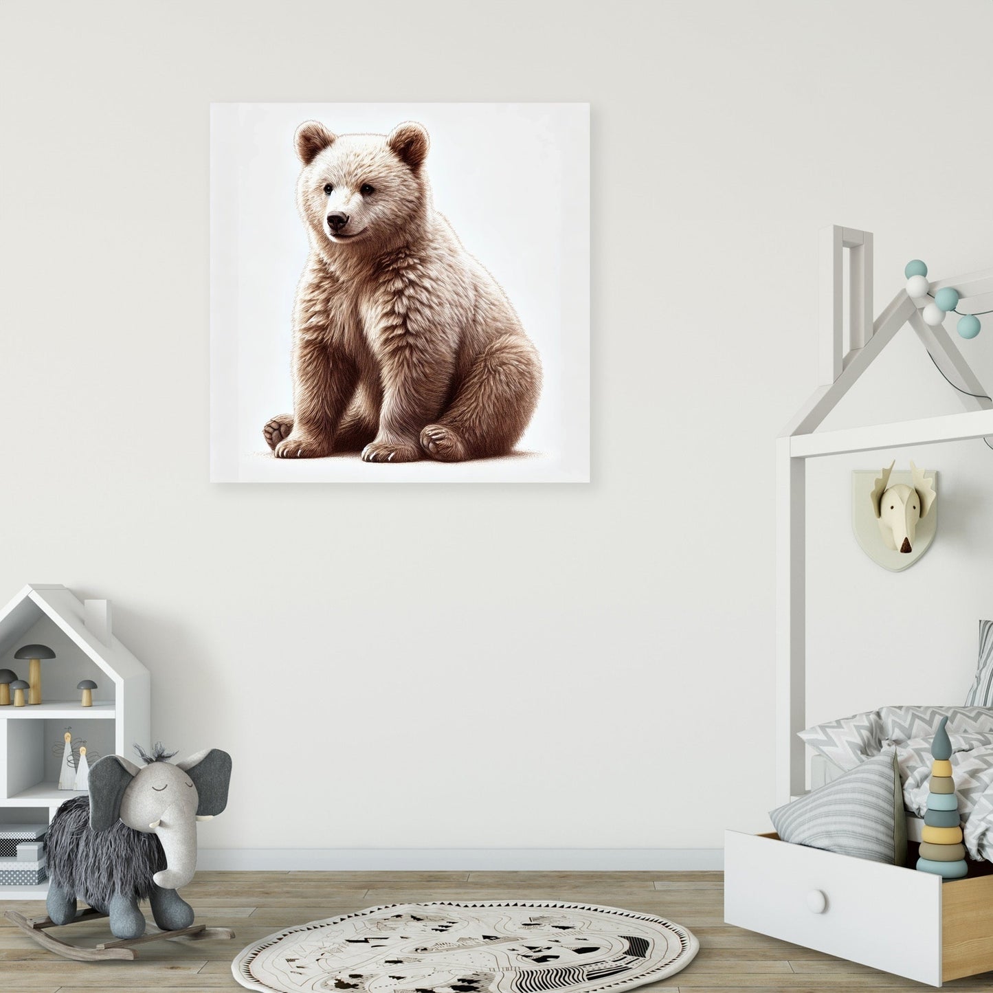Whimsical Bear Sitting Canvas
