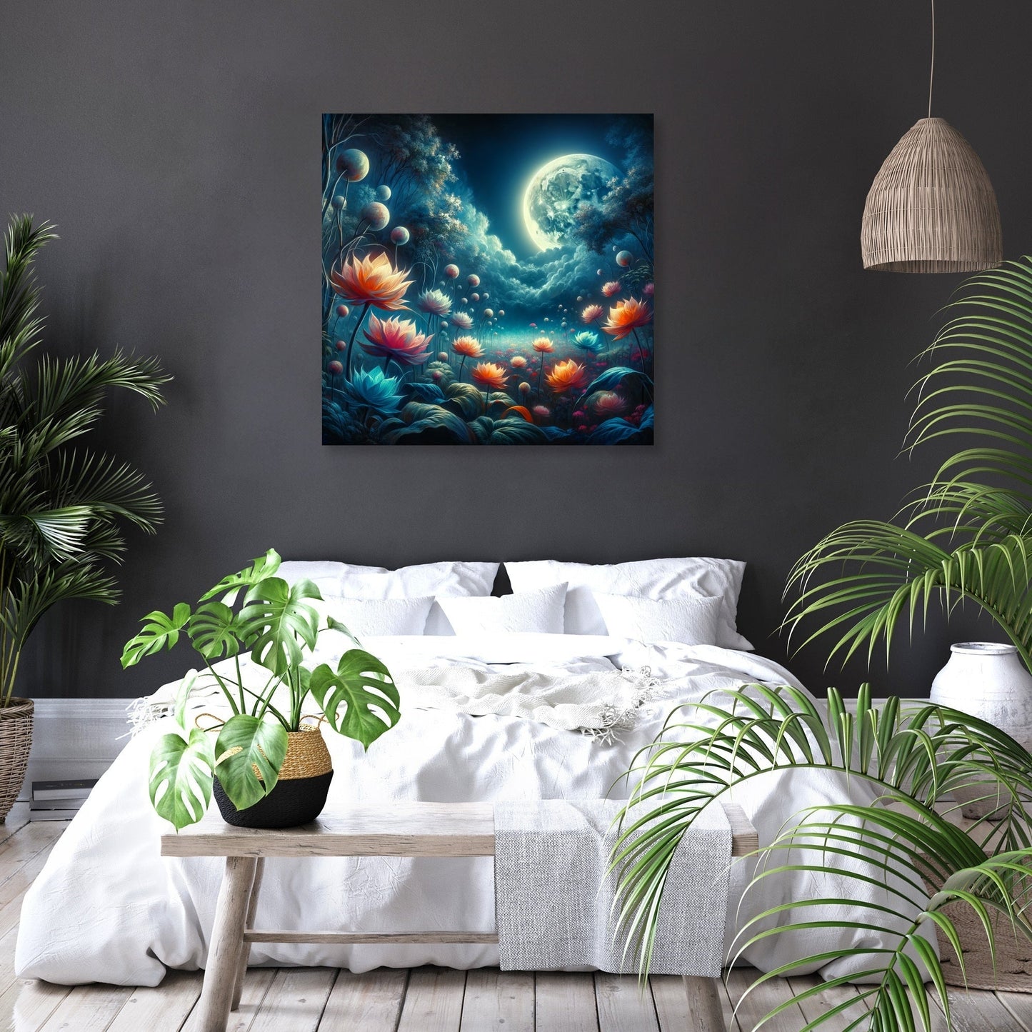 Mystic Moonlight Garden Canvas