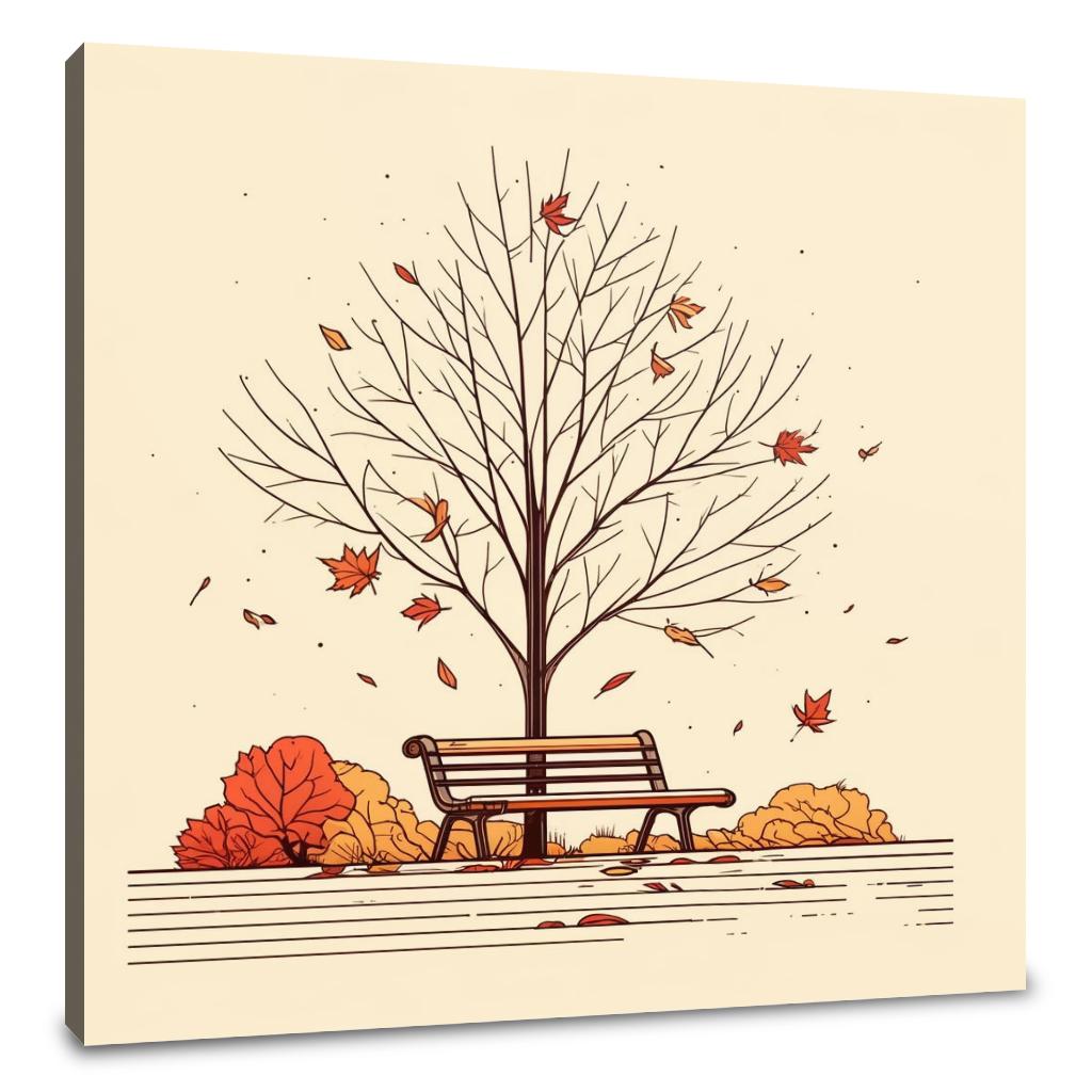 Autumn Park in Warm Colors Canvas