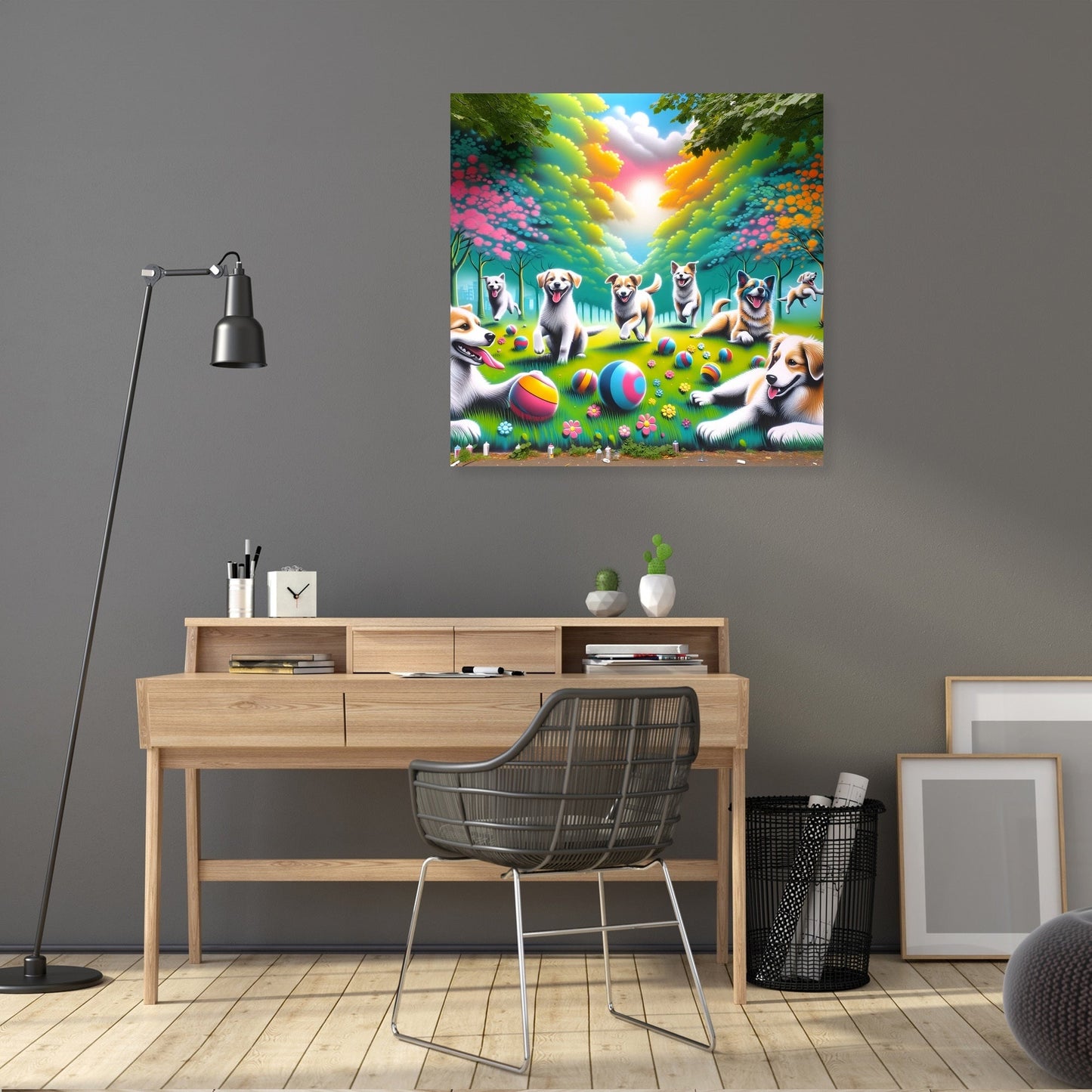 Joyful Dogs in the Park Canvas