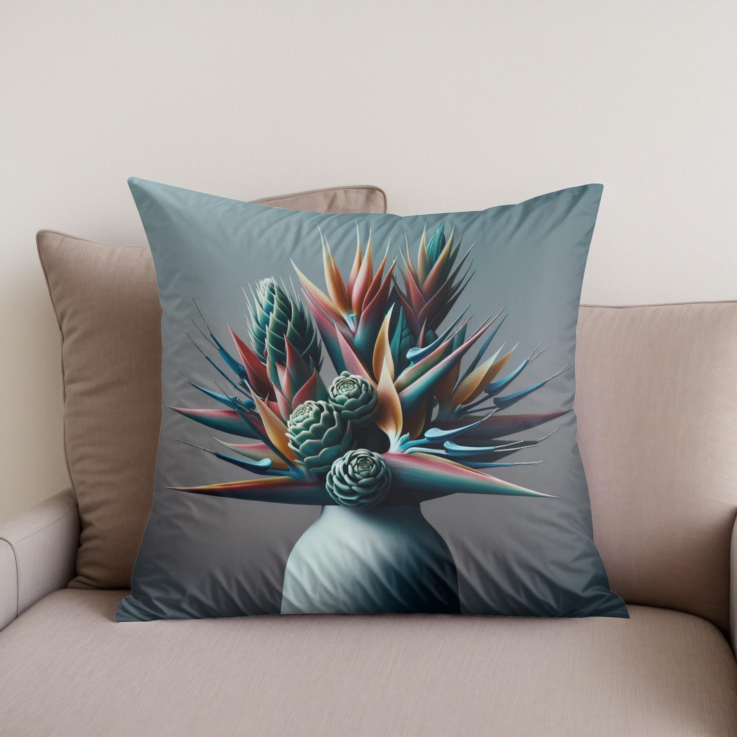Exotic Blooms Close-Up Cotton Cushion