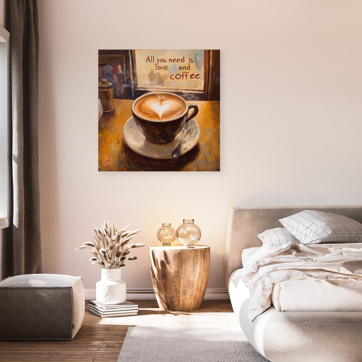 Love & Coffee Heart Canvas