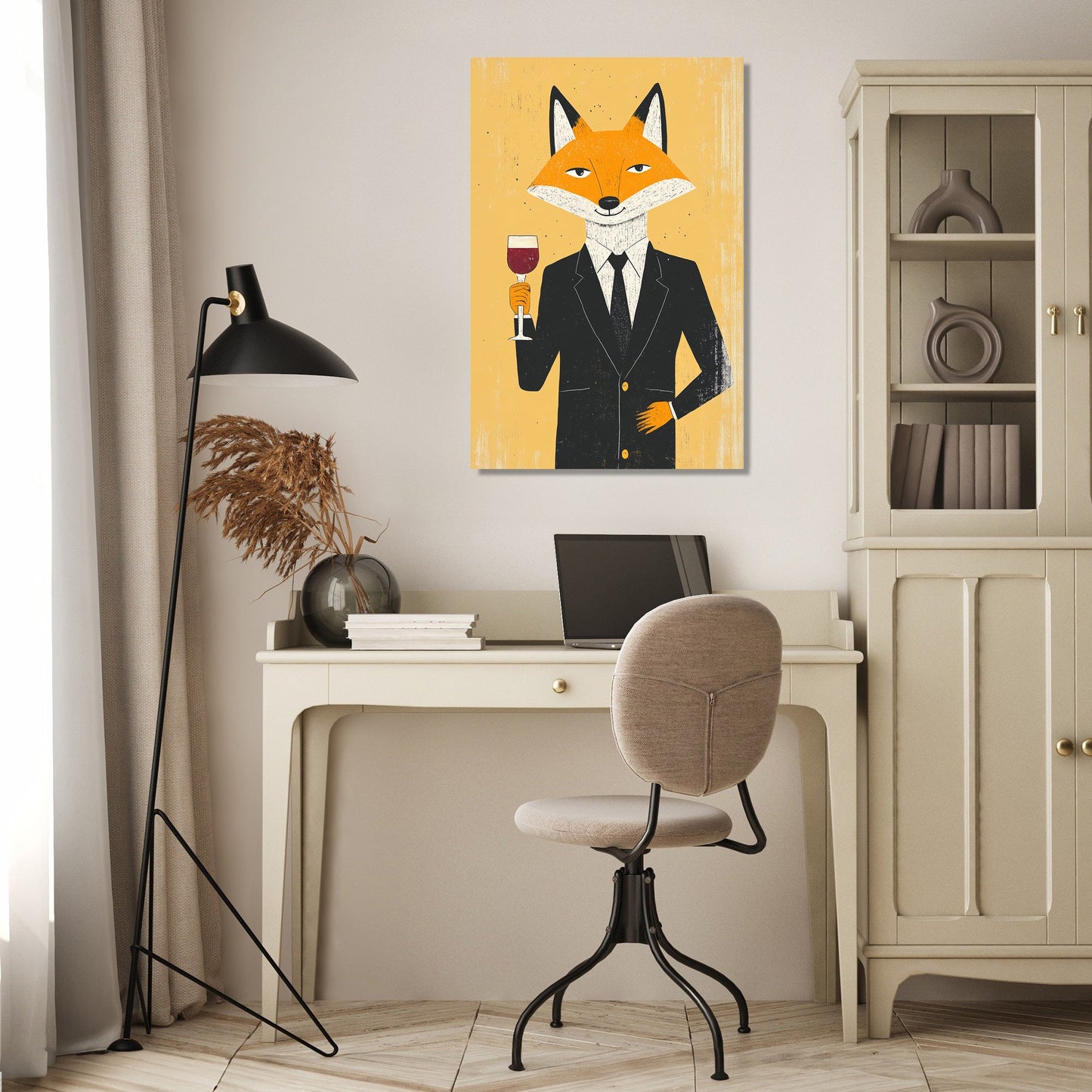 Fox with Wine Canvas