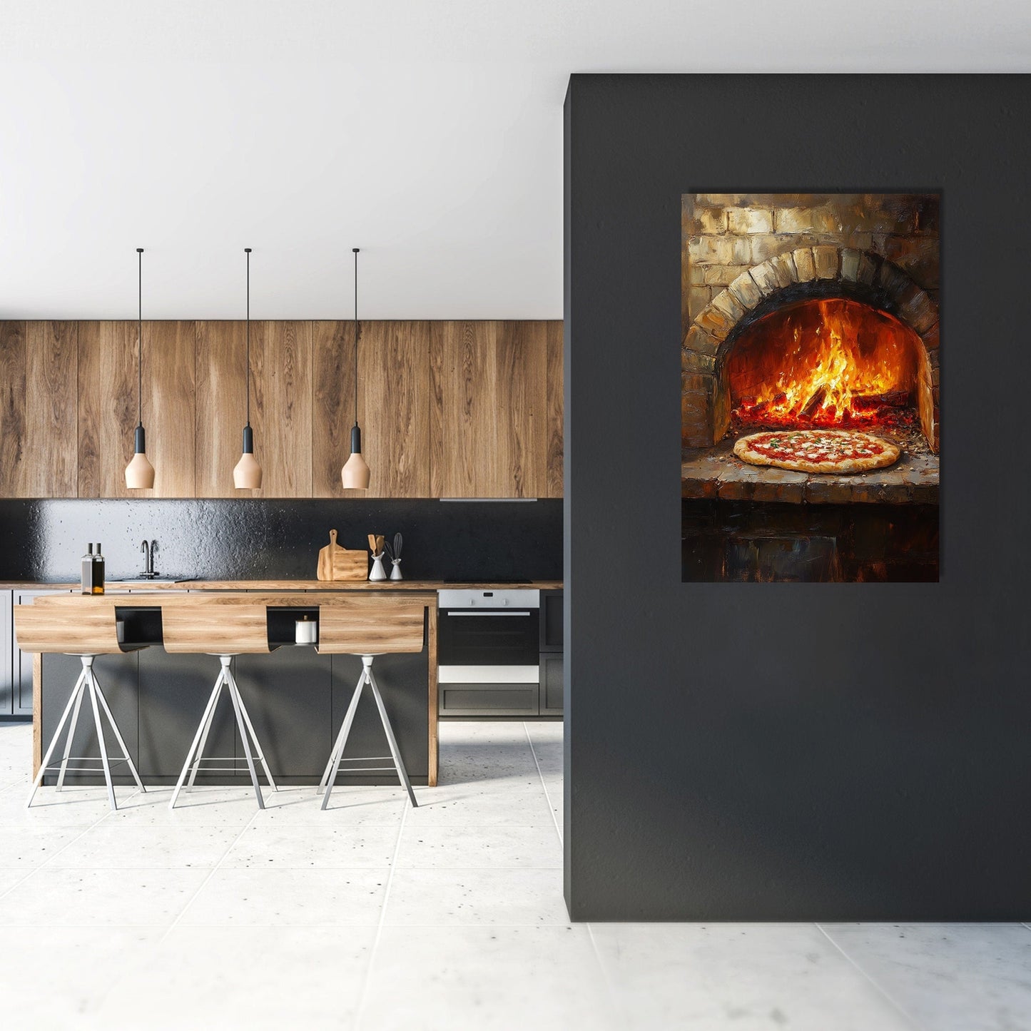 Fiery Pizza Canvas