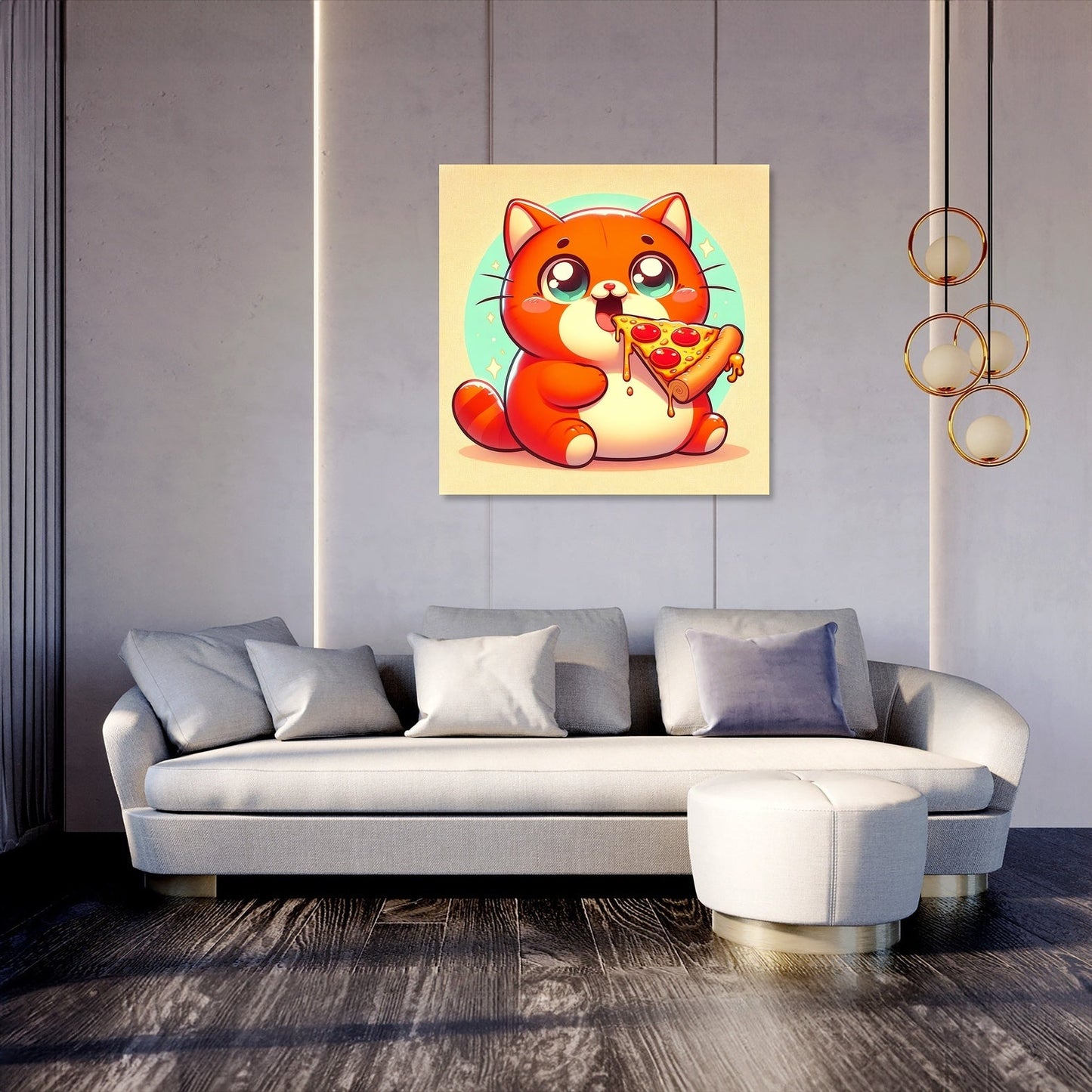 Pizza Loving Cat Canvas