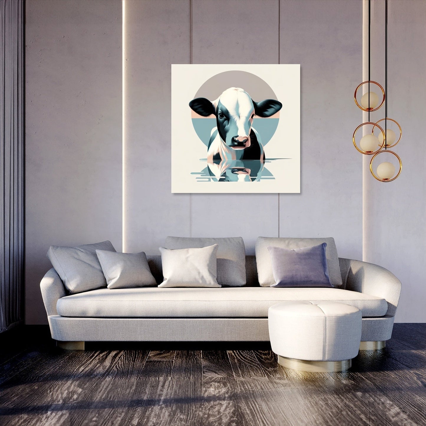 Pastel Modernist Cow Canvas