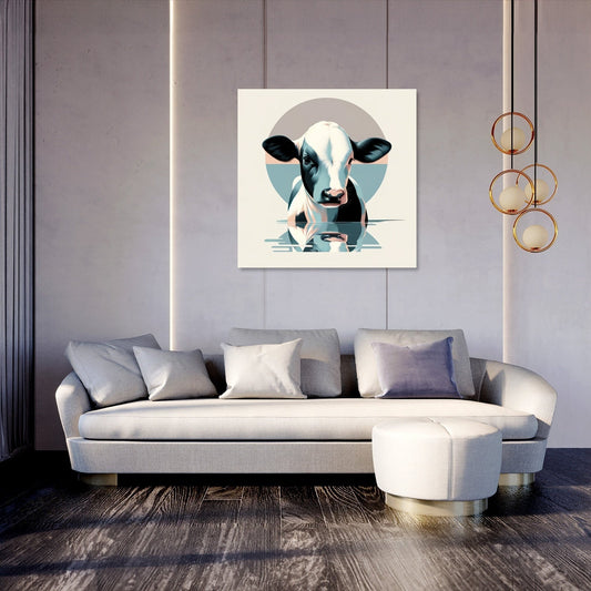 Pastel Modernist Cow Canvas