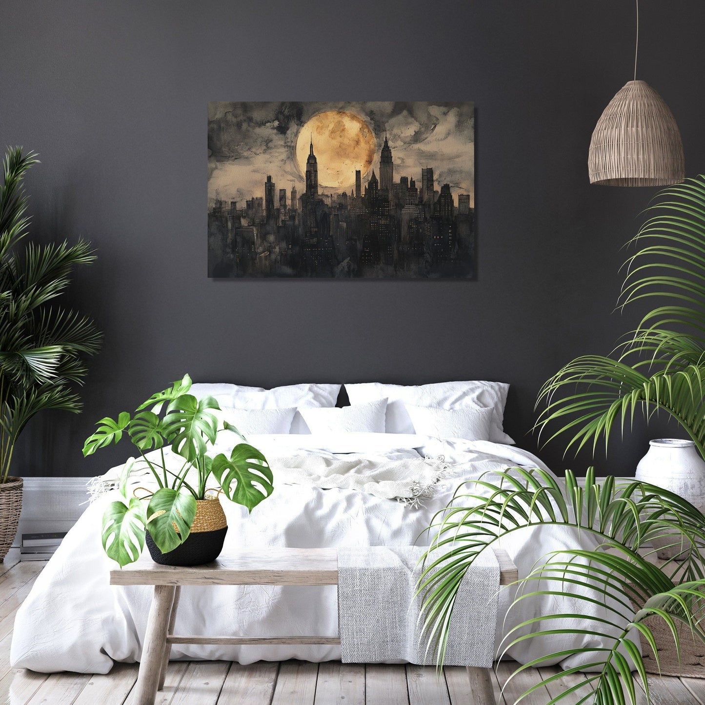 Moonlit Metropolis Canvas