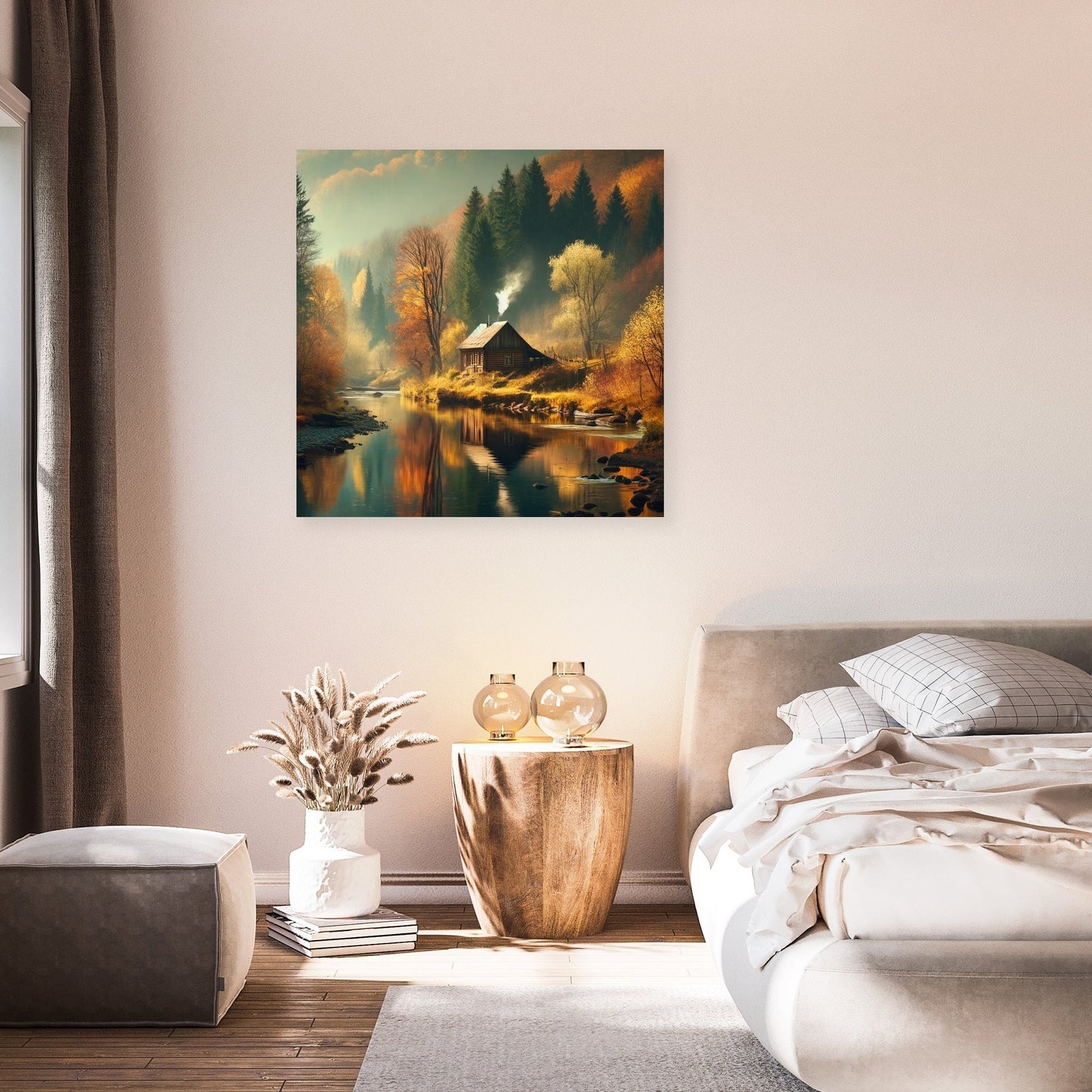 Autumn Riverside Retreat Canvas