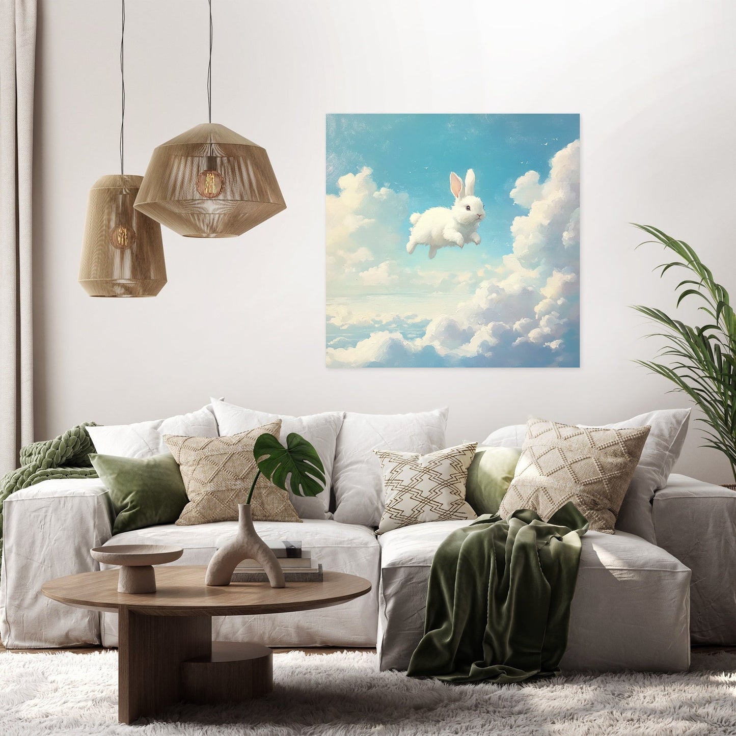 Fluffy Clouds Bunny Canvas